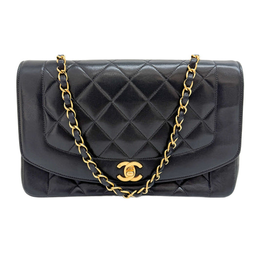 Diana Black Leather Chain Shoulder Bag