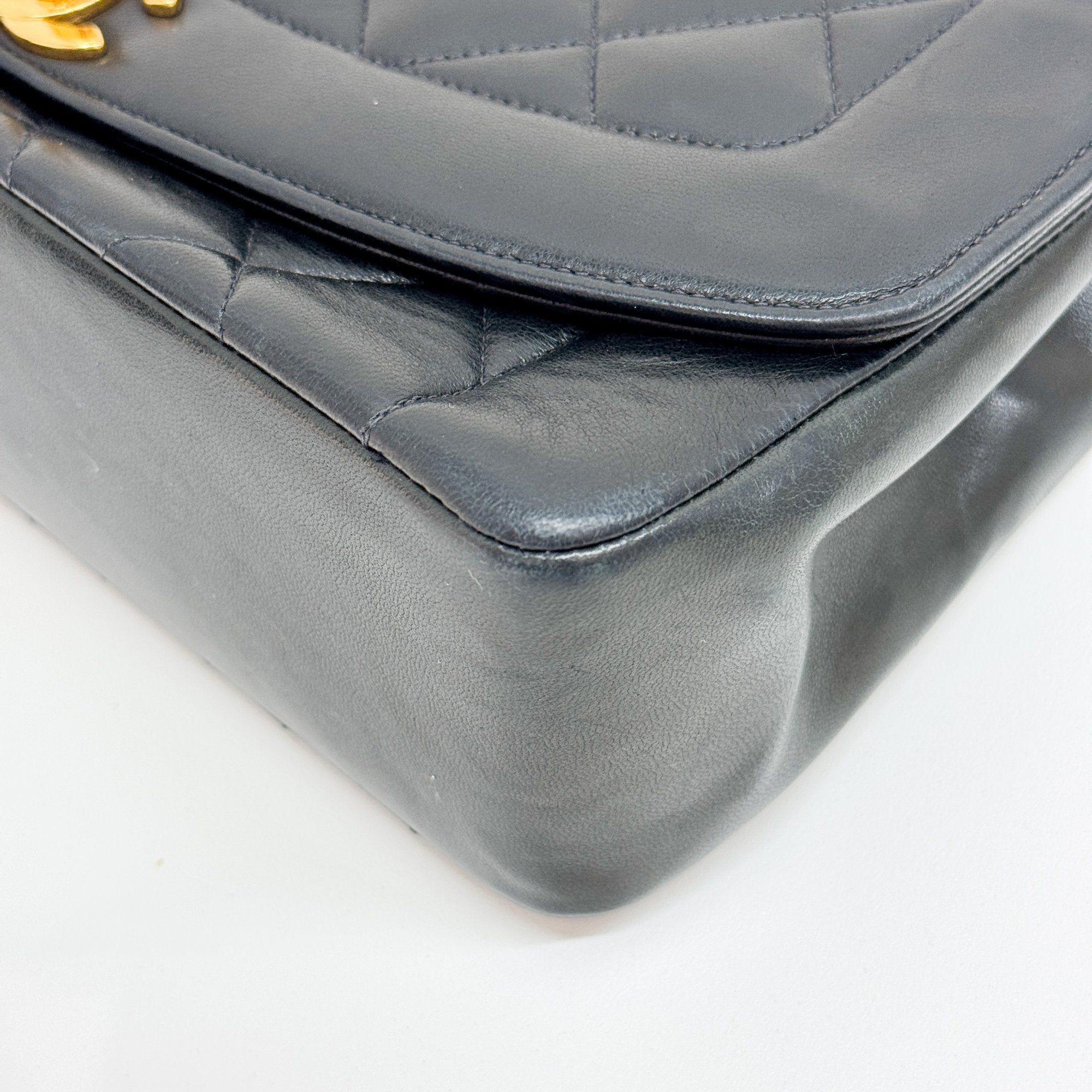 Diana Black Leather Chain Shoulder Bag