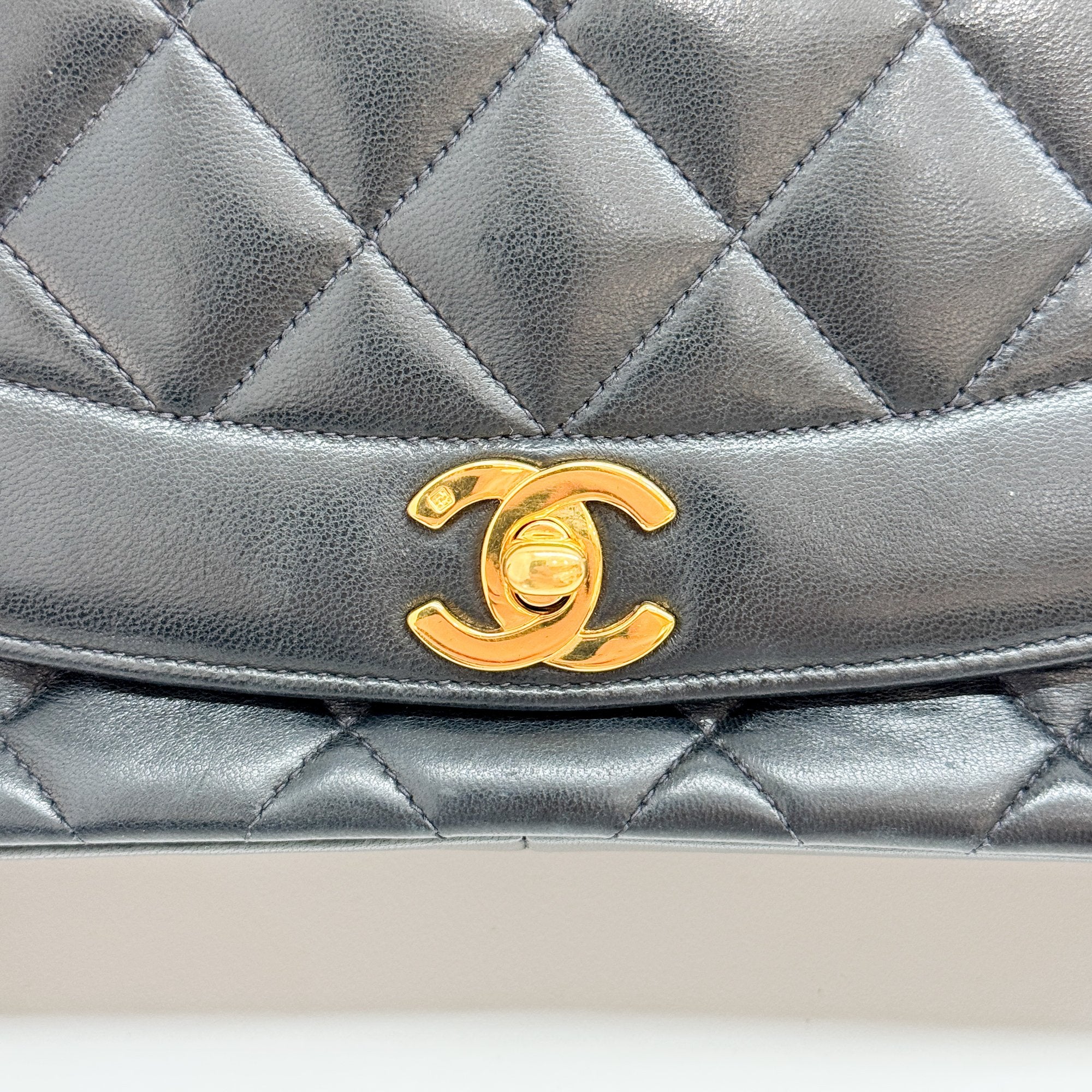 Diana Black Leather Chain Shoulder Bag