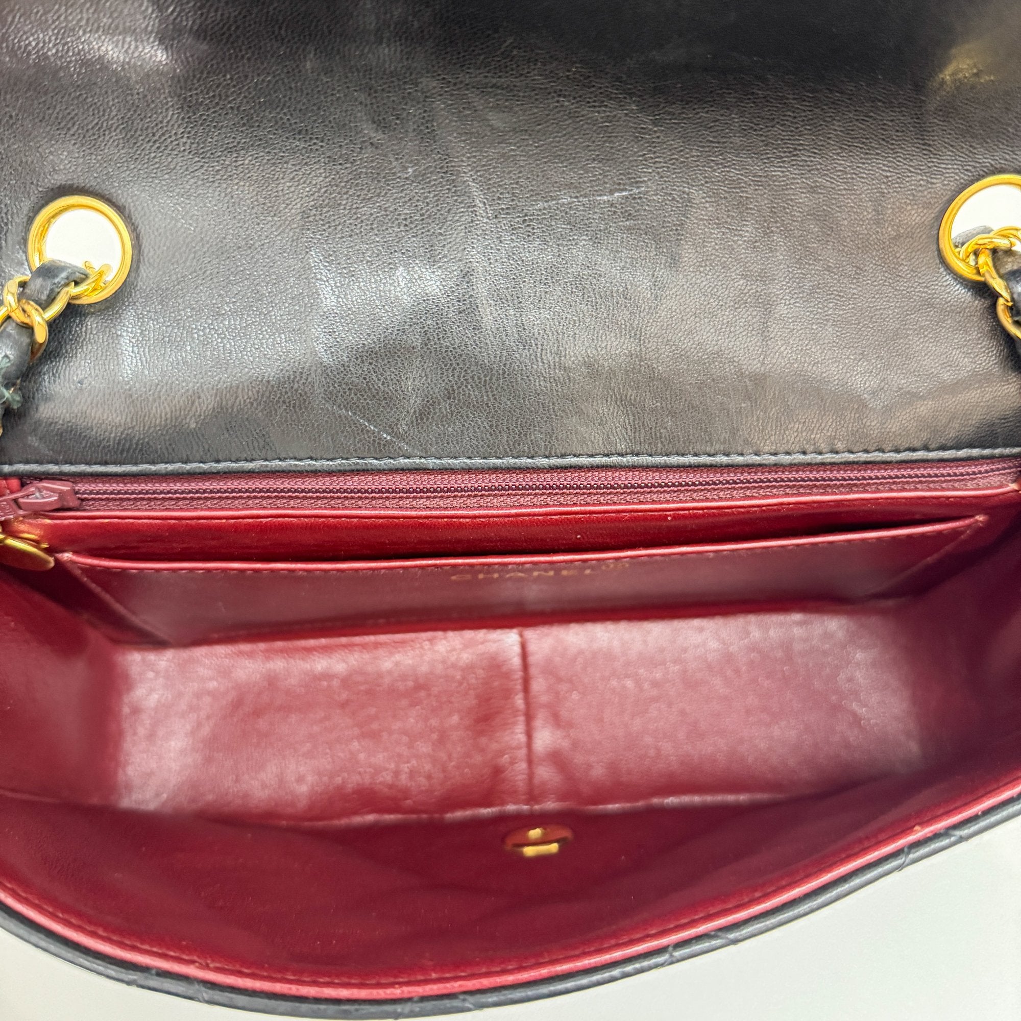 Diana Black Leather Chain Shoulder Bag