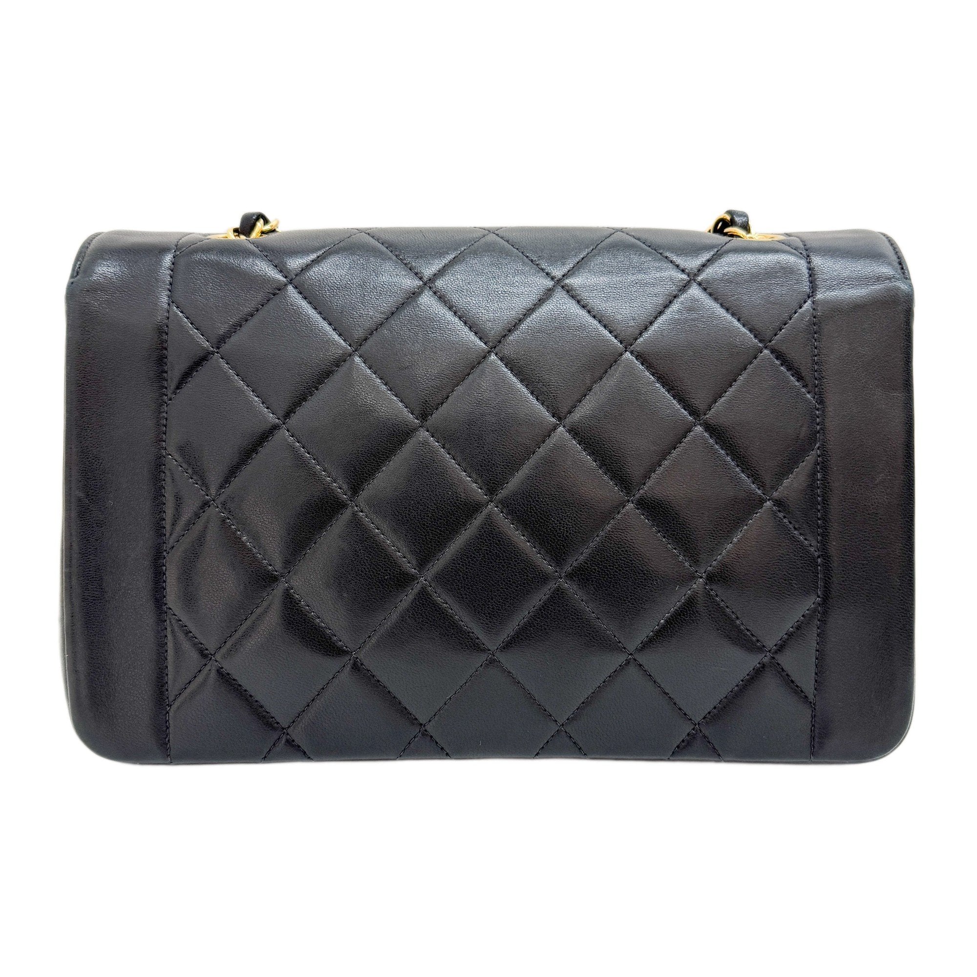 Diana Black Leather Chain Shoulder Bag