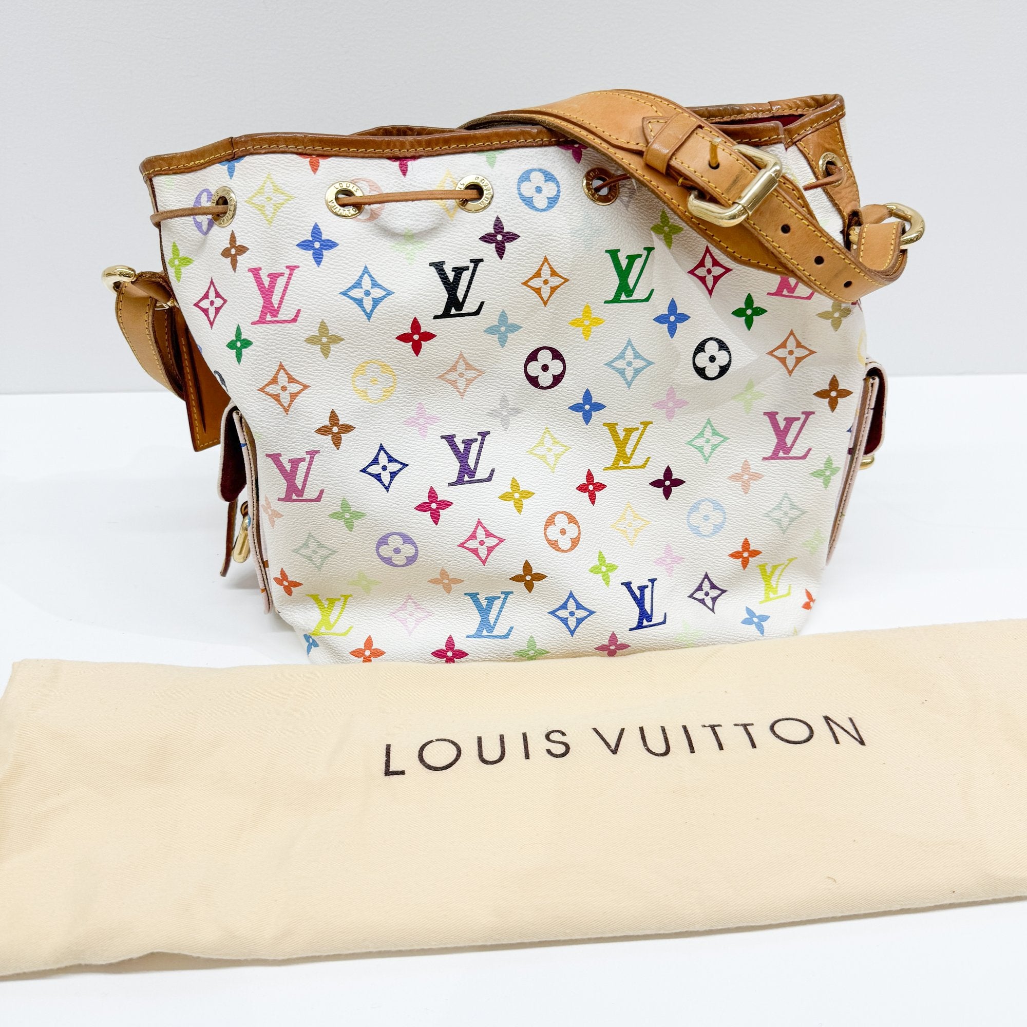Louis Vuitton x Takashi Murakami Monogram Multicolour Noé Coated Canvas Shoulder Bag