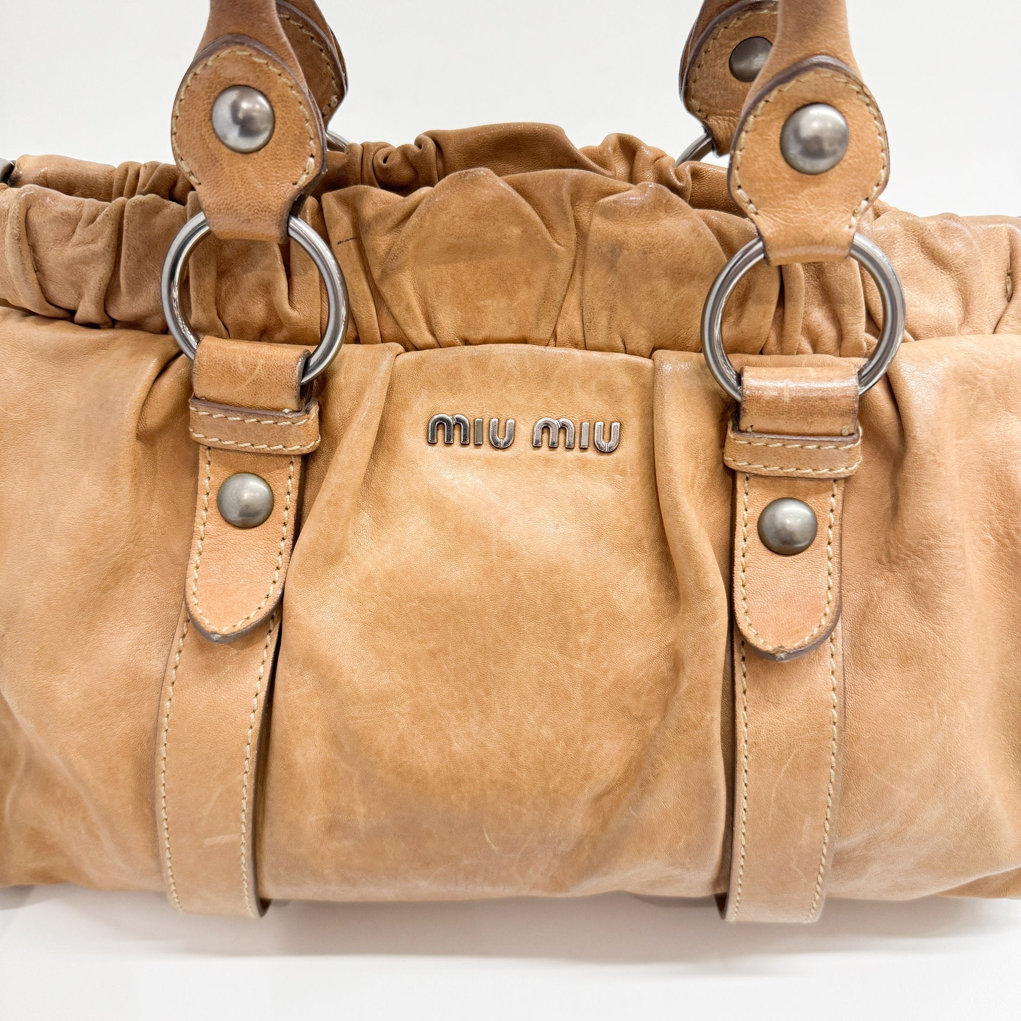 Vitello Brown Calfskin Leather Two Way Bag