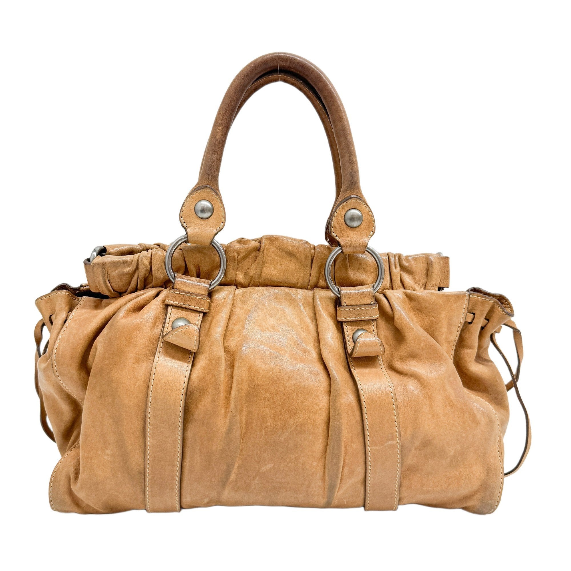Vitello Brown Calfskin Leather Two Way Bag