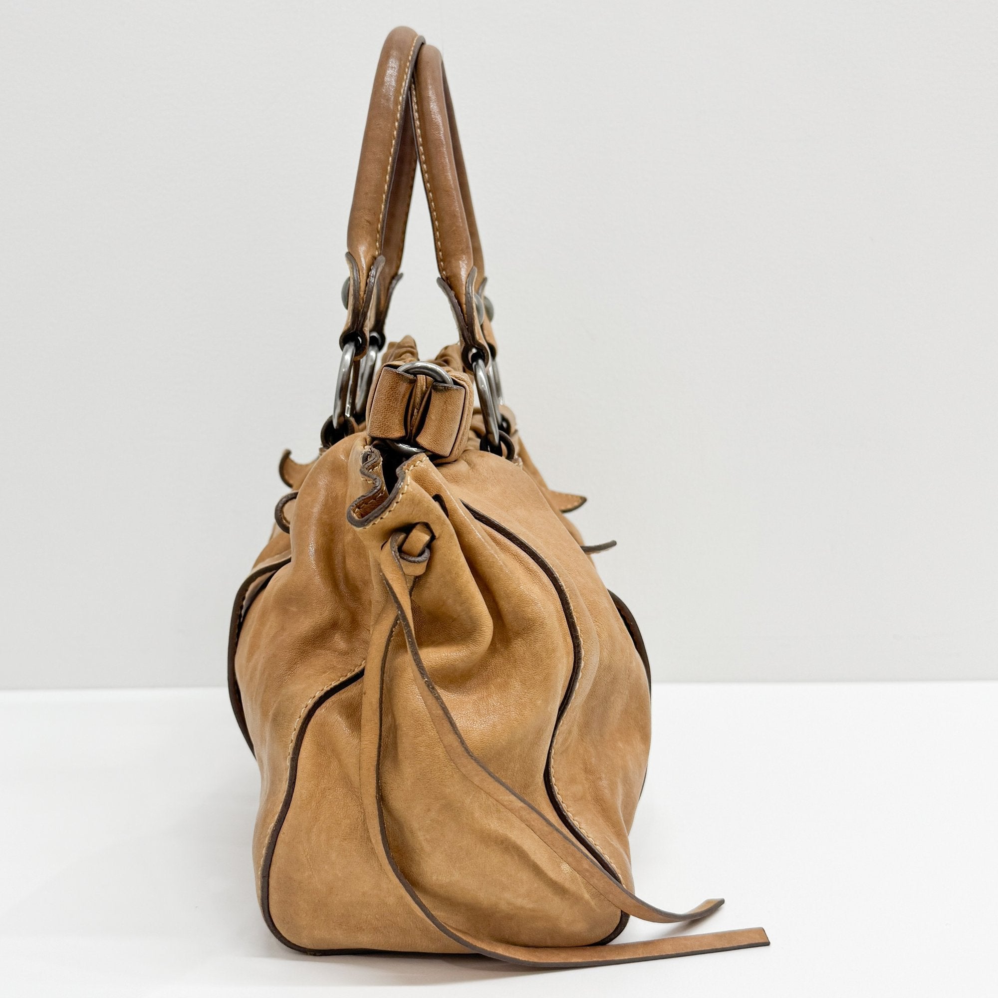 Vitello Brown Calfskin Leather Two Way Bag