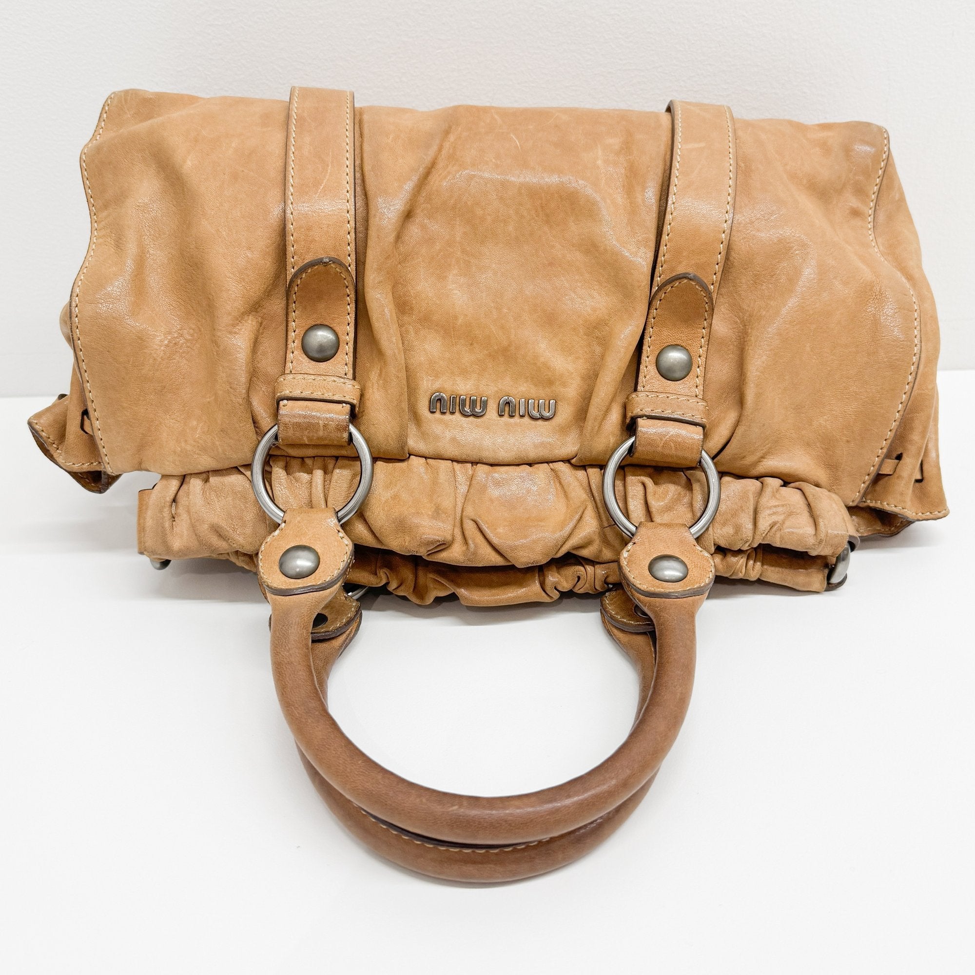 Vitello Brown Calfskin Leather Two Way Bag