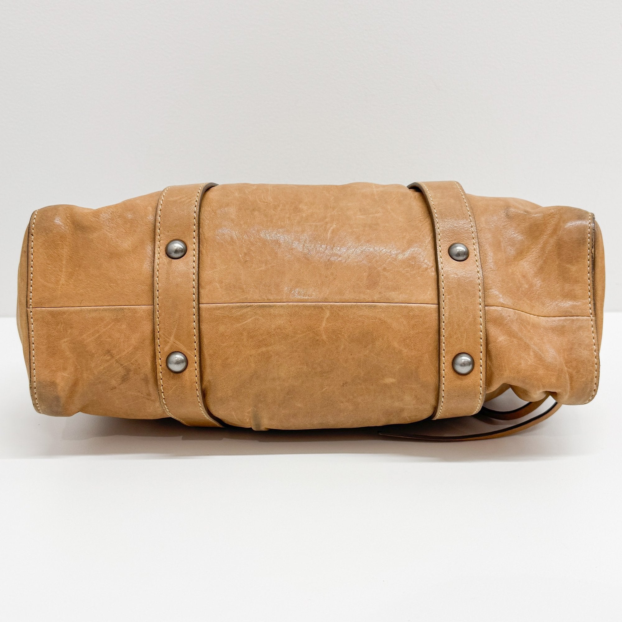 Vitello Brown Calfskin Leather Two Way Bag