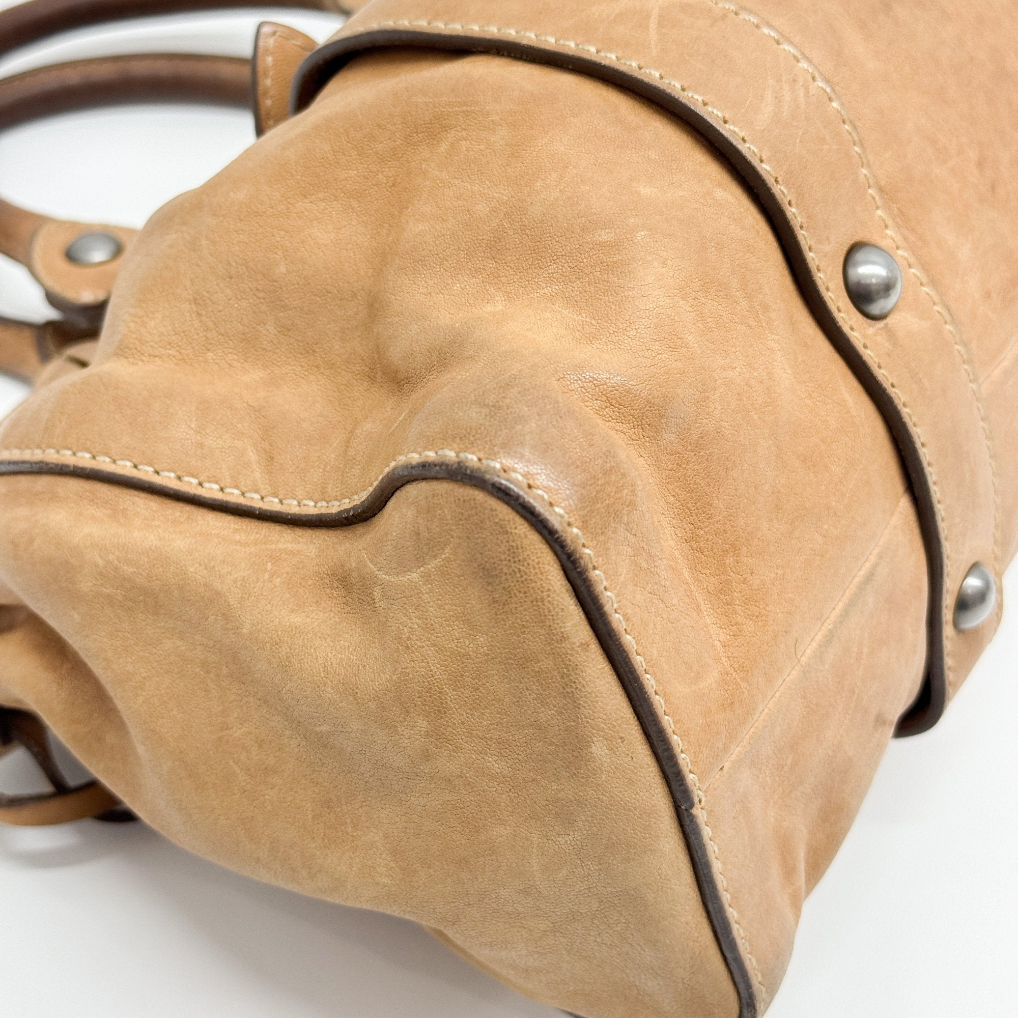 Vitello Brown Calfskin Leather Two Way Bag