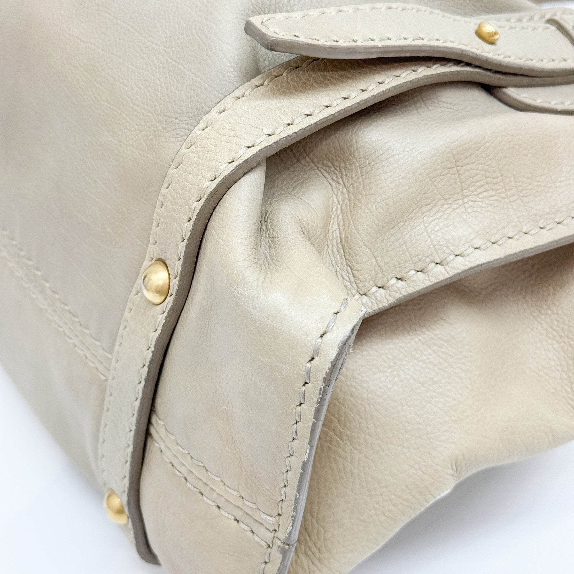 Bow Bag Beige Leather Shoulder Bag