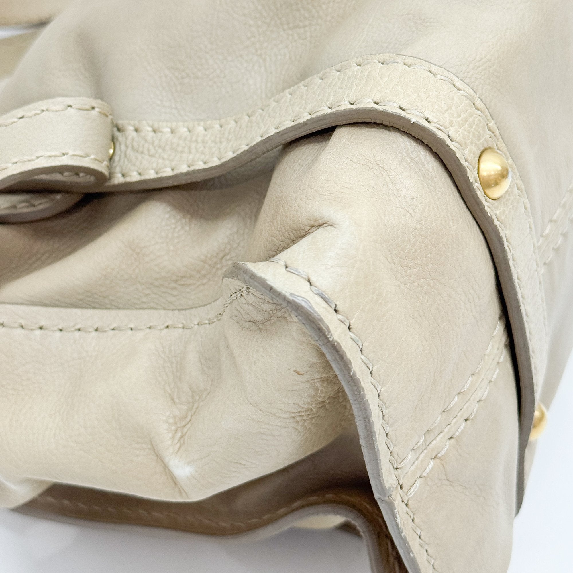 Bow Bag Beige Leather Shoulder Bag