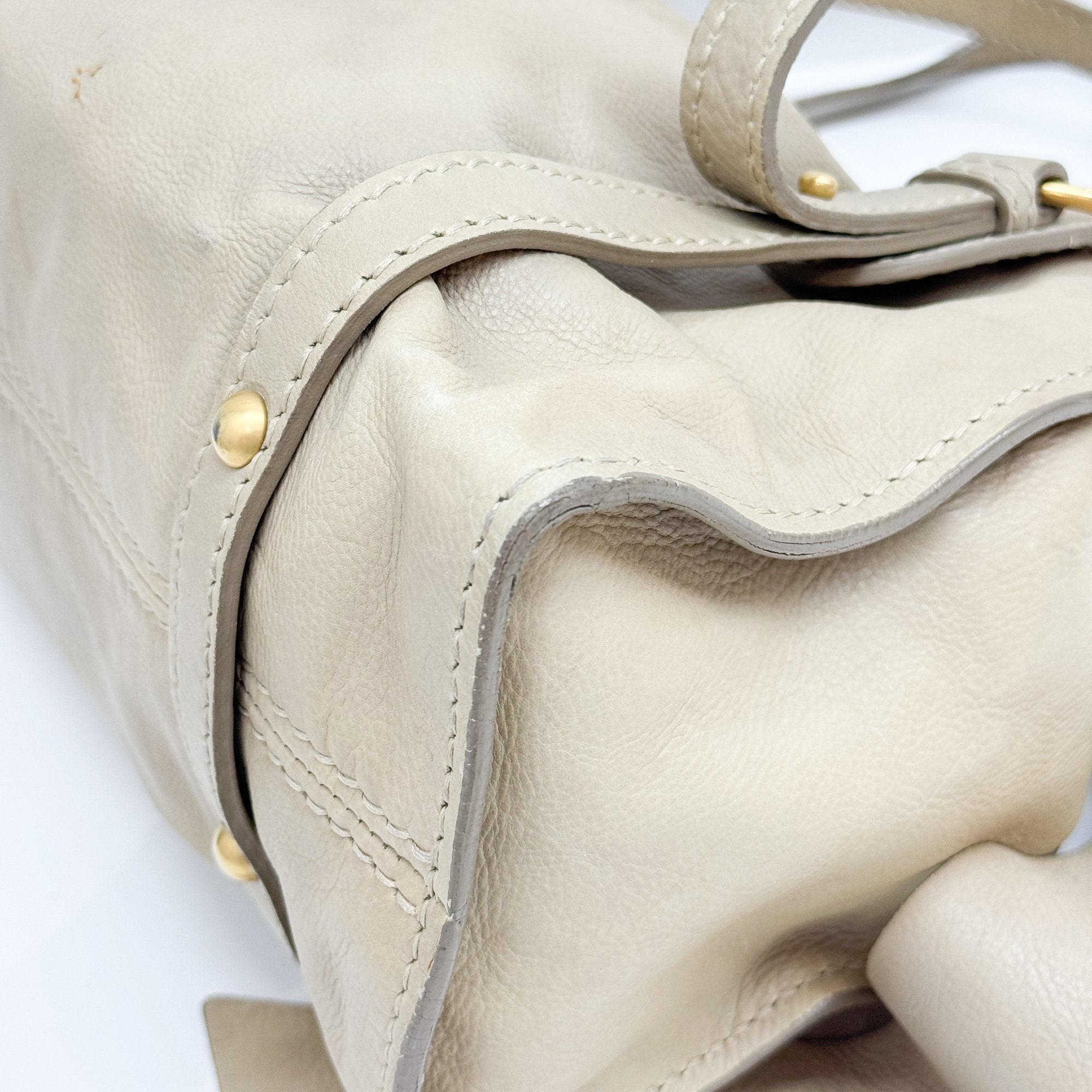 Bow Bag Beige Leather Shoulder Bag