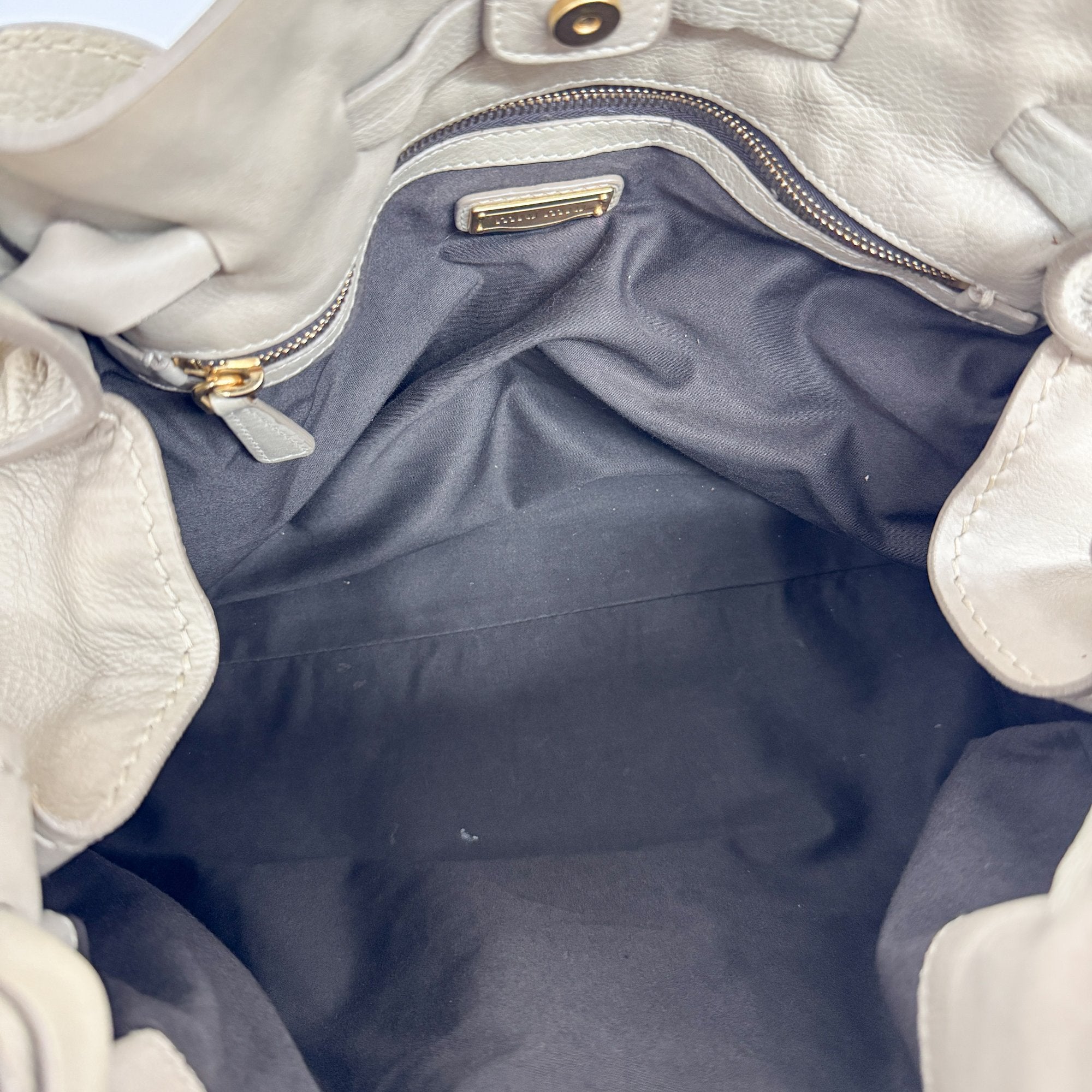 Bow Bag Beige Leather Shoulder Bag