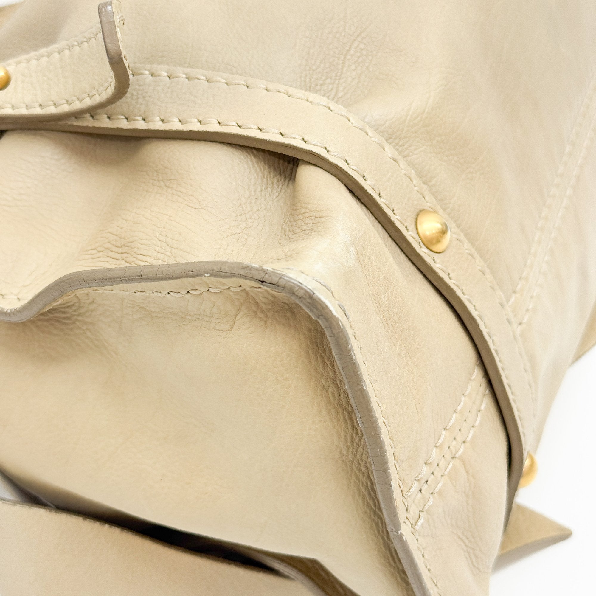 Bow Bag Beige Leather Shoulder Bag