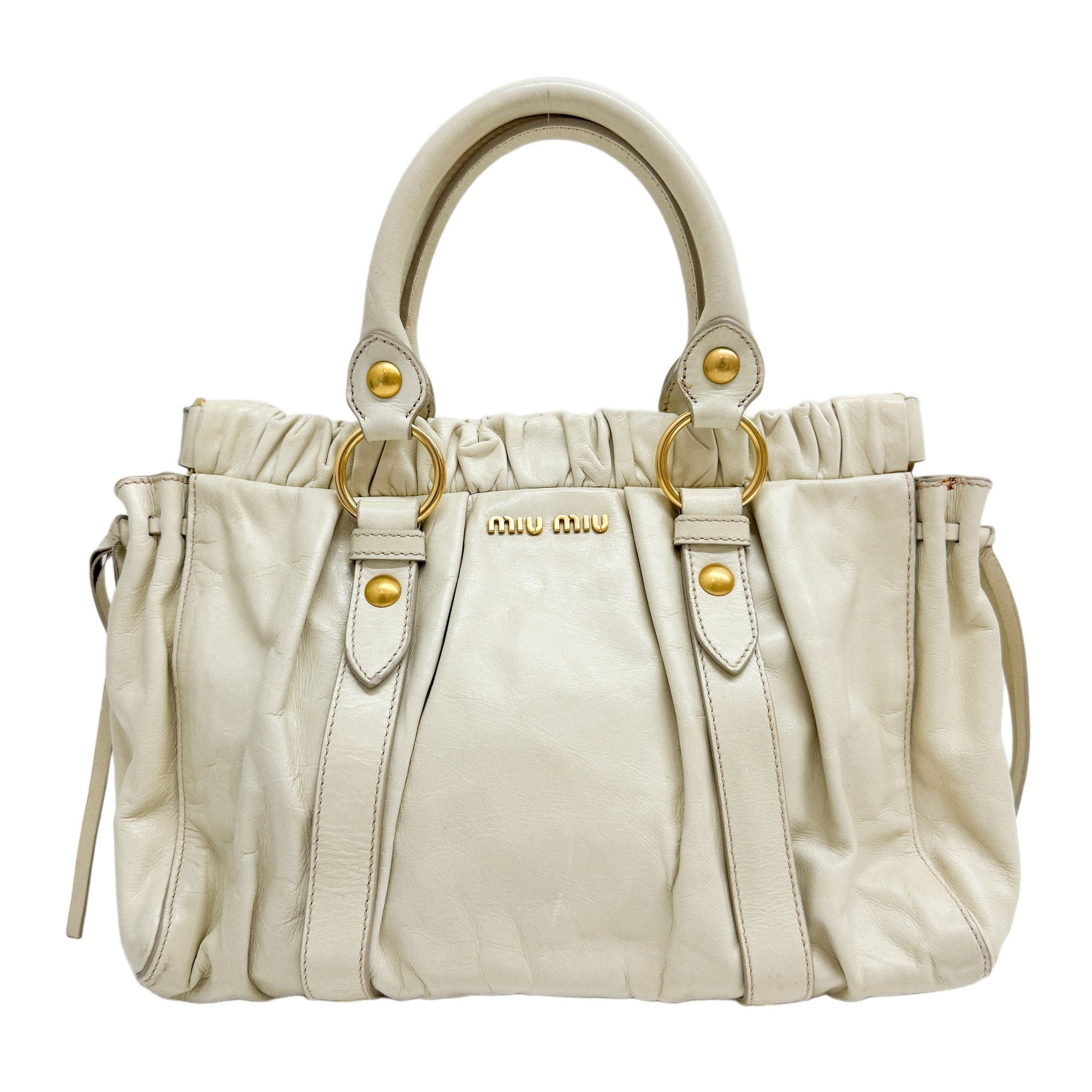 Vitello Eggshell White Calfskin Leather Two Way Bag