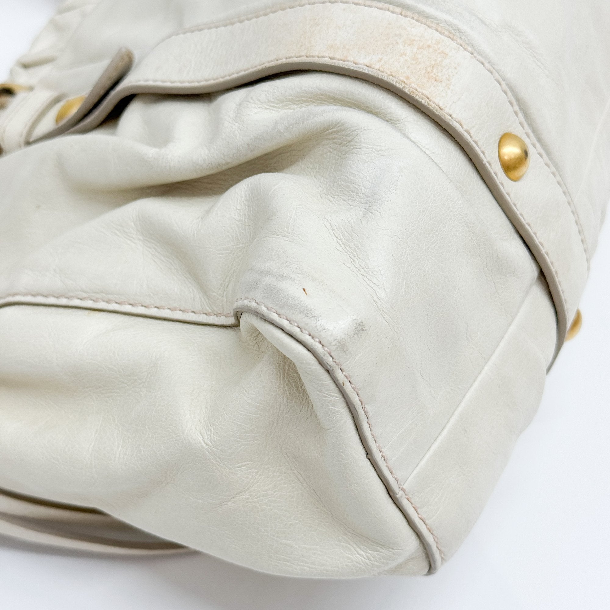 Vitello Eggshell White Calfskin Leather Two Way Bag