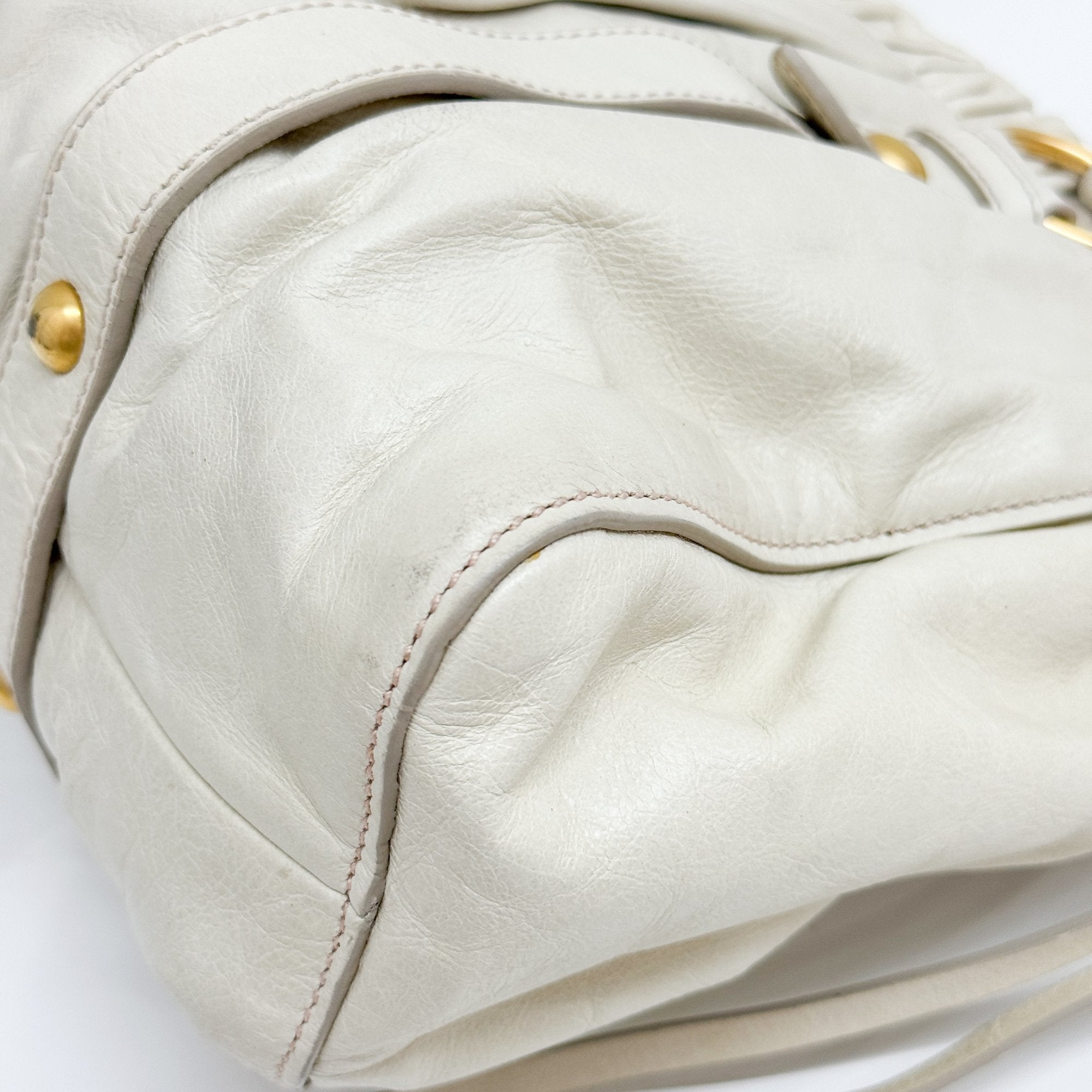 Vitello Eggshell White Calfskin Leather Two Way Bag
