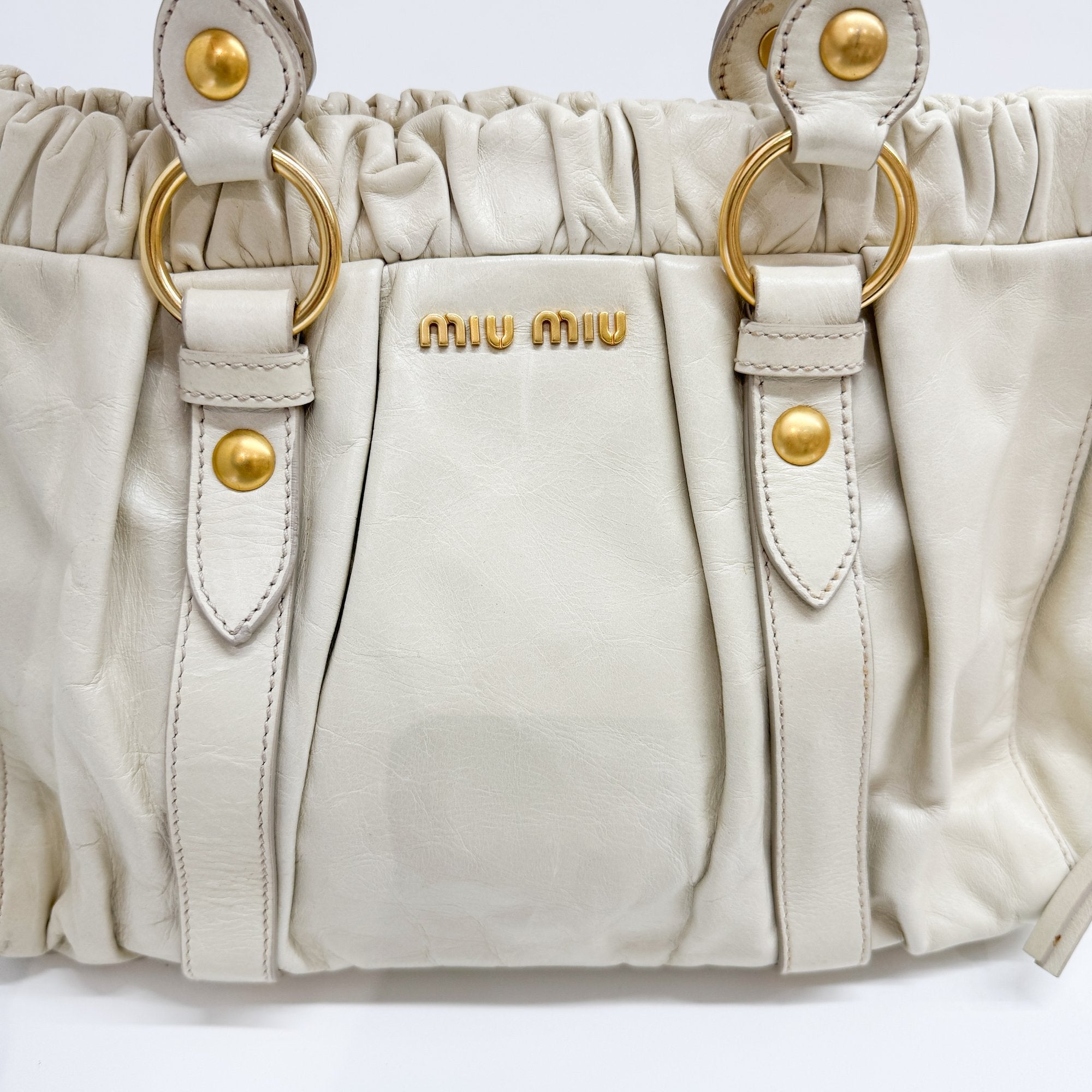 Vitello Eggshell White Calfskin Leather Two Way Bag