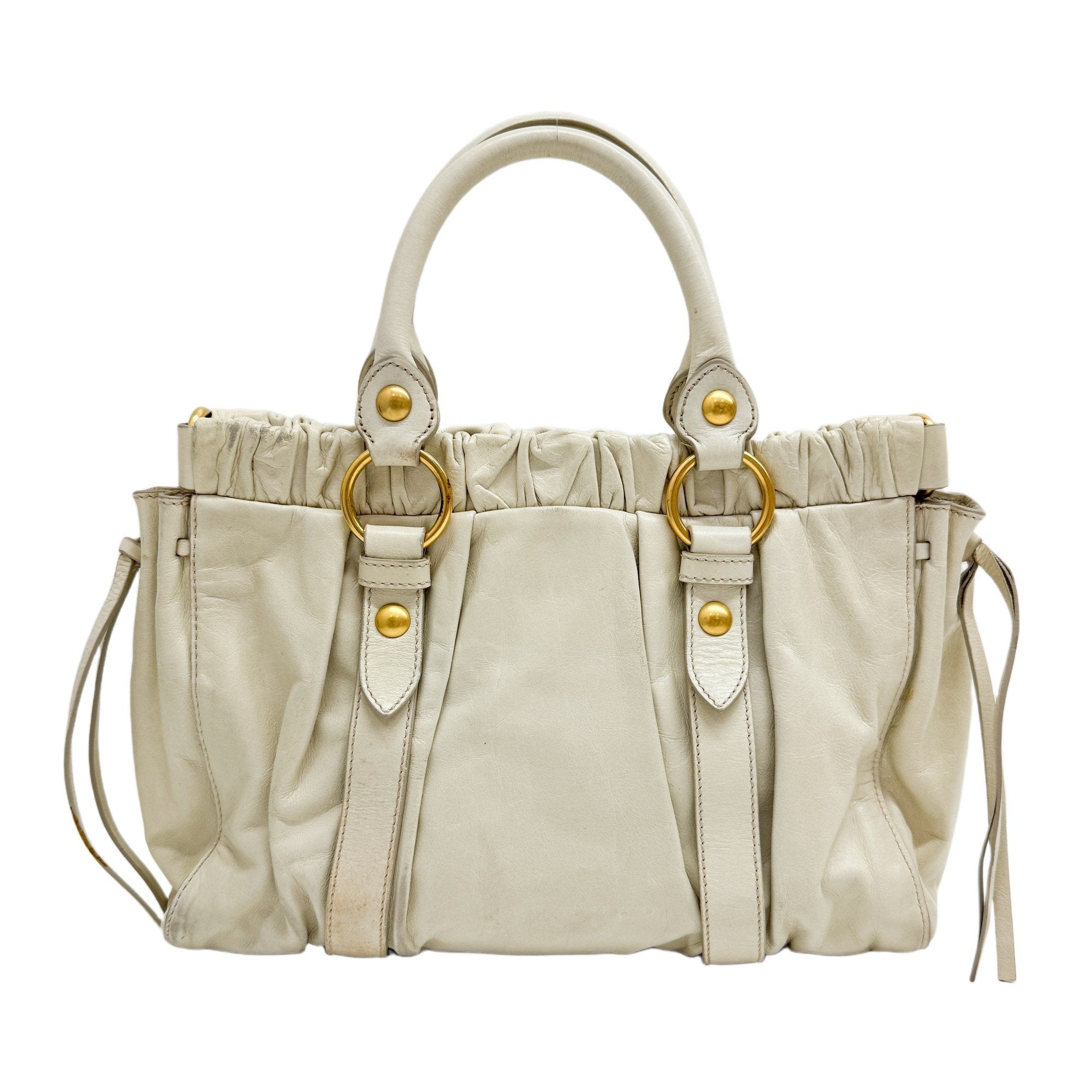 Vitello Eggshell White Calfskin Leather Two Way Bag