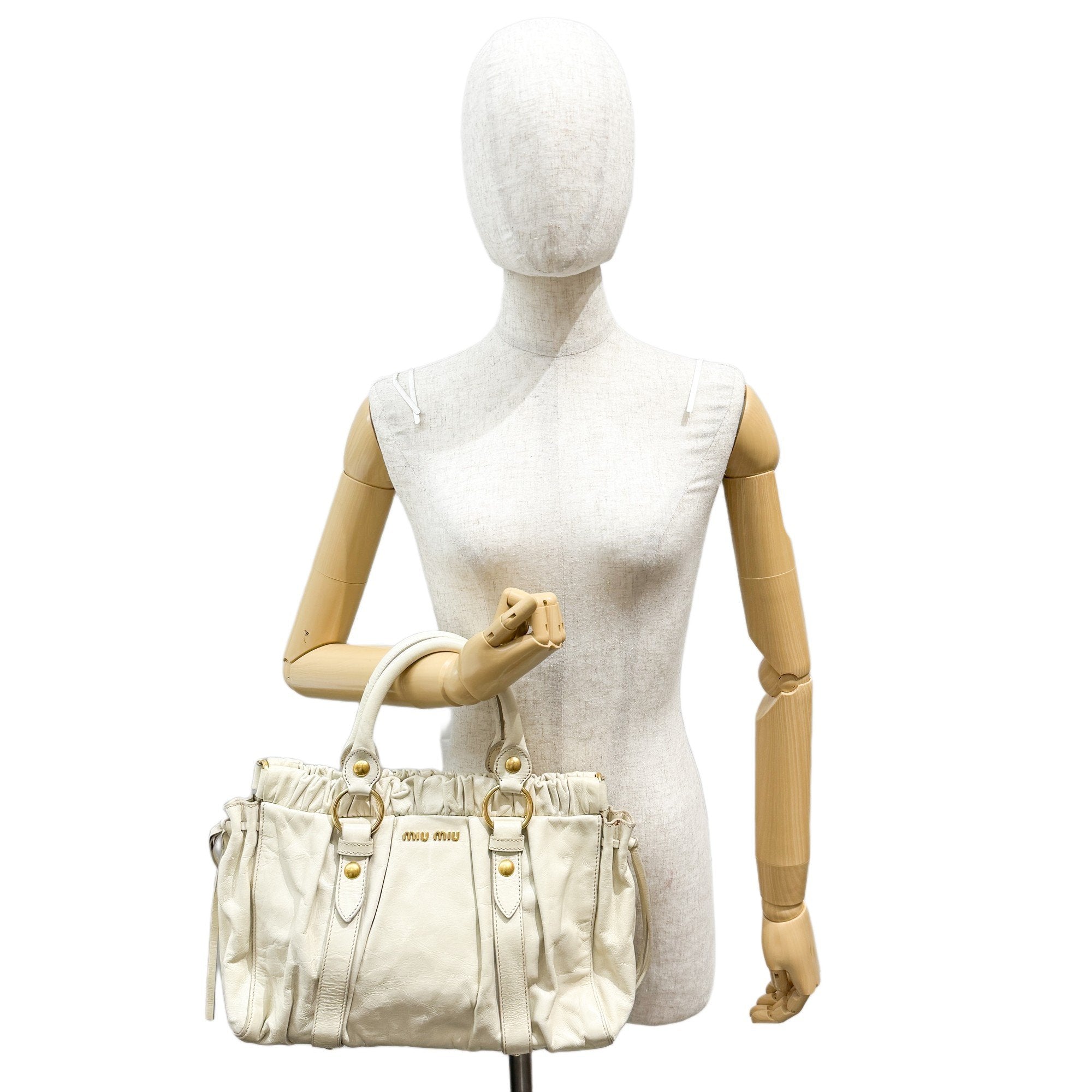 Vitello Eggshell White Calfskin Leather Two Way Bag