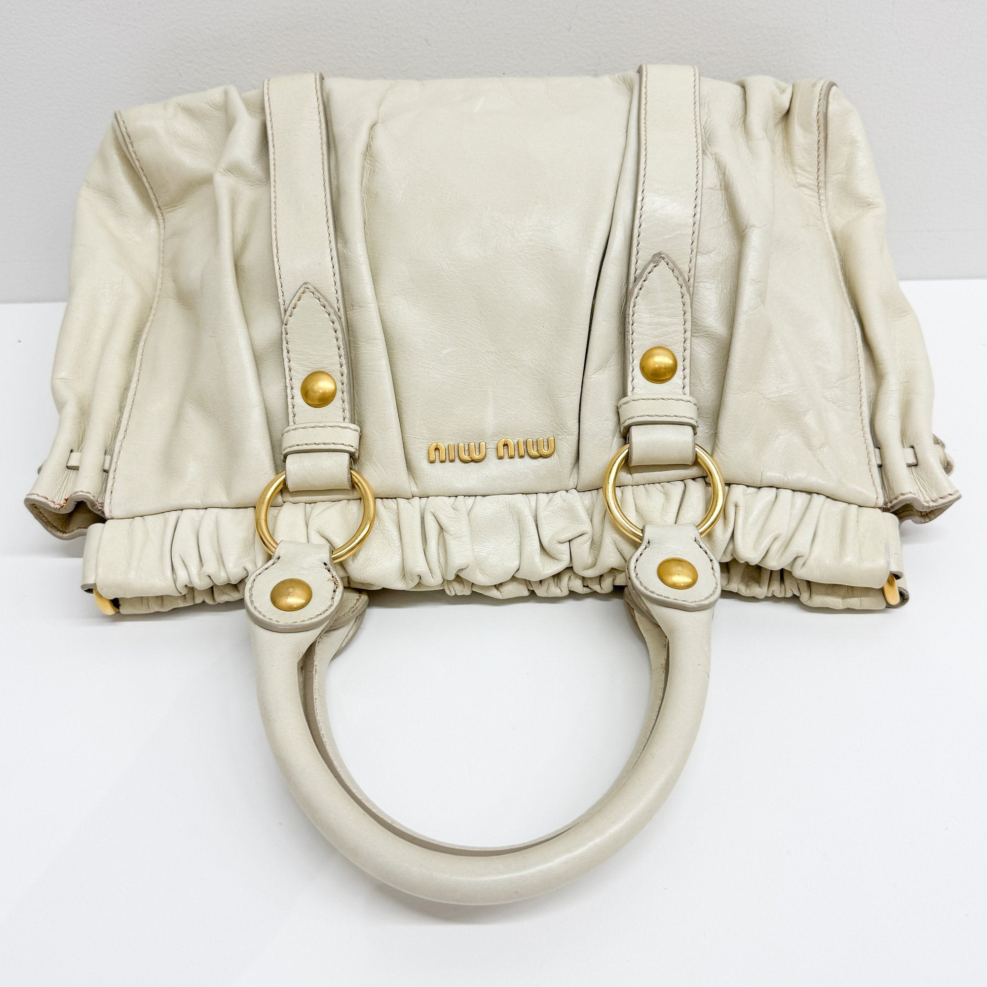 Vitello Eggshell White Calfskin Leather Two Way Bag