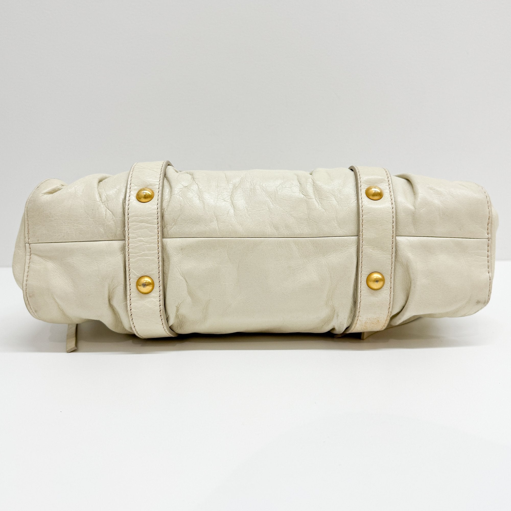 Vitello Eggshell White Calfskin Leather Two Way Bag