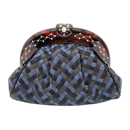 Intrecciato Black & Blue Satin Crossbody Bag