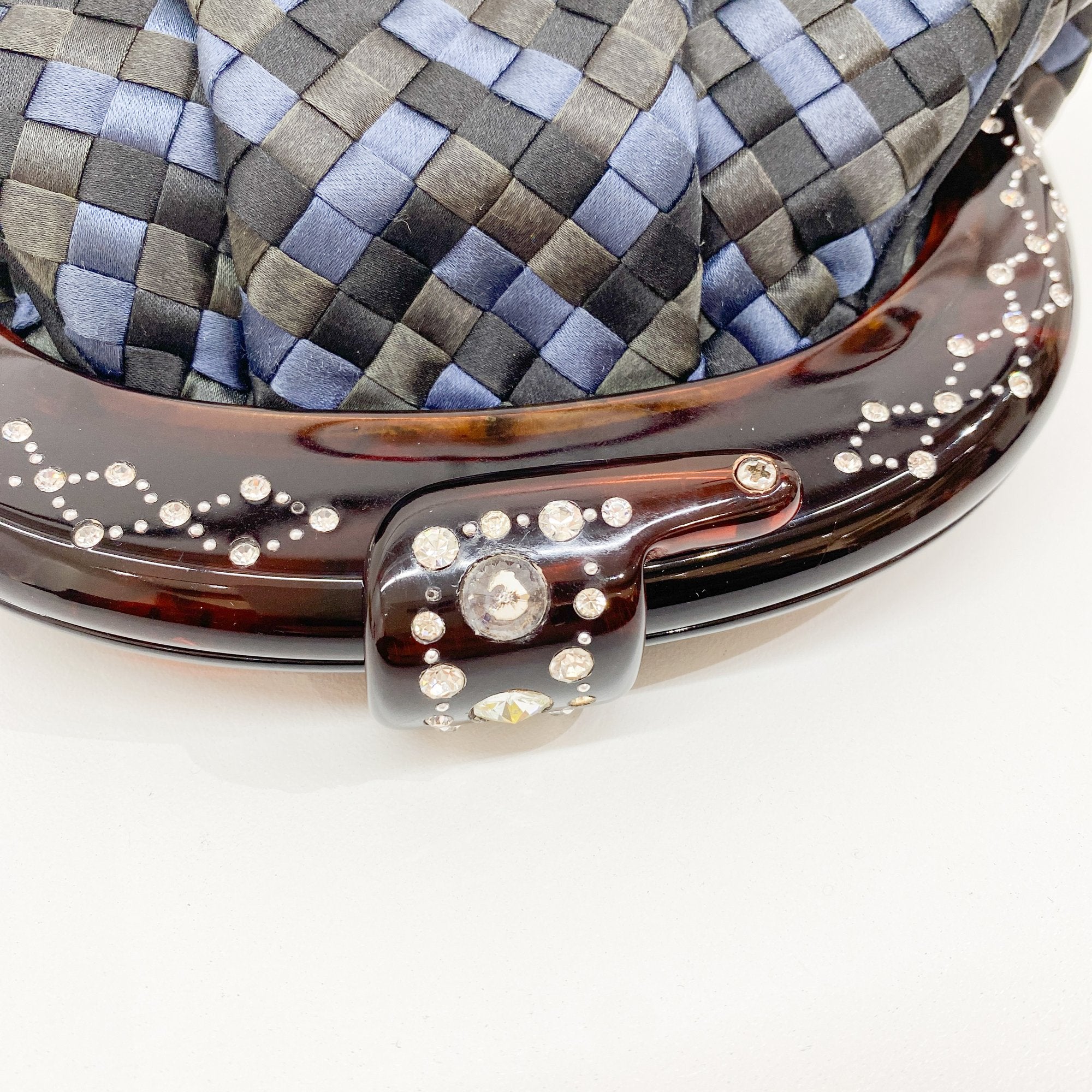 Intrecciato Black & Blue Satin Crossbody Bag