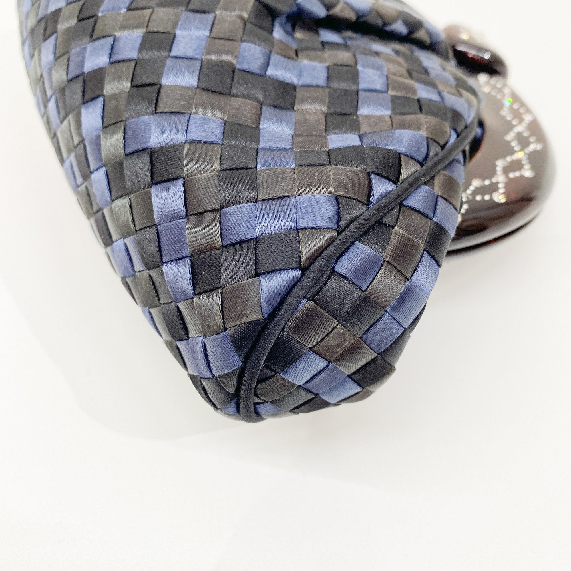 Intrecciato Black & Blue Satin Crossbody Bag