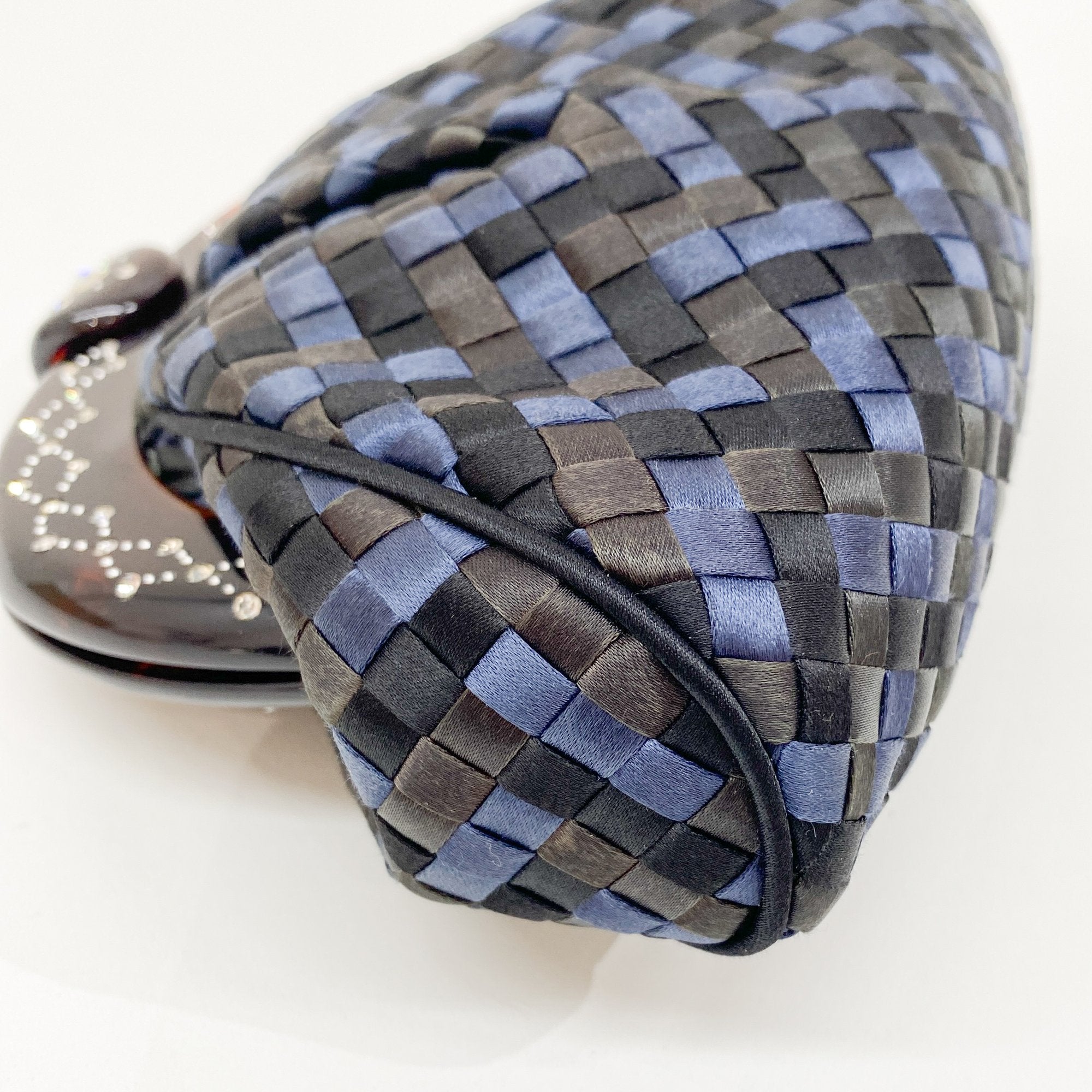 Intrecciato Black & Blue Satin Crossbody Bag