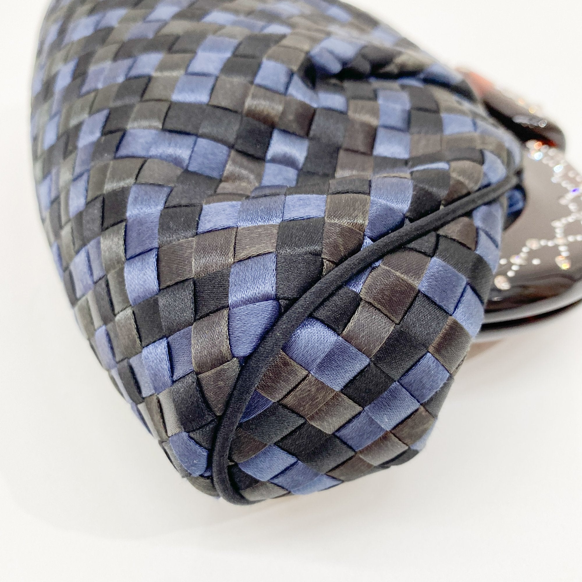 Intrecciato Black & Blue Satin Crossbody Bag