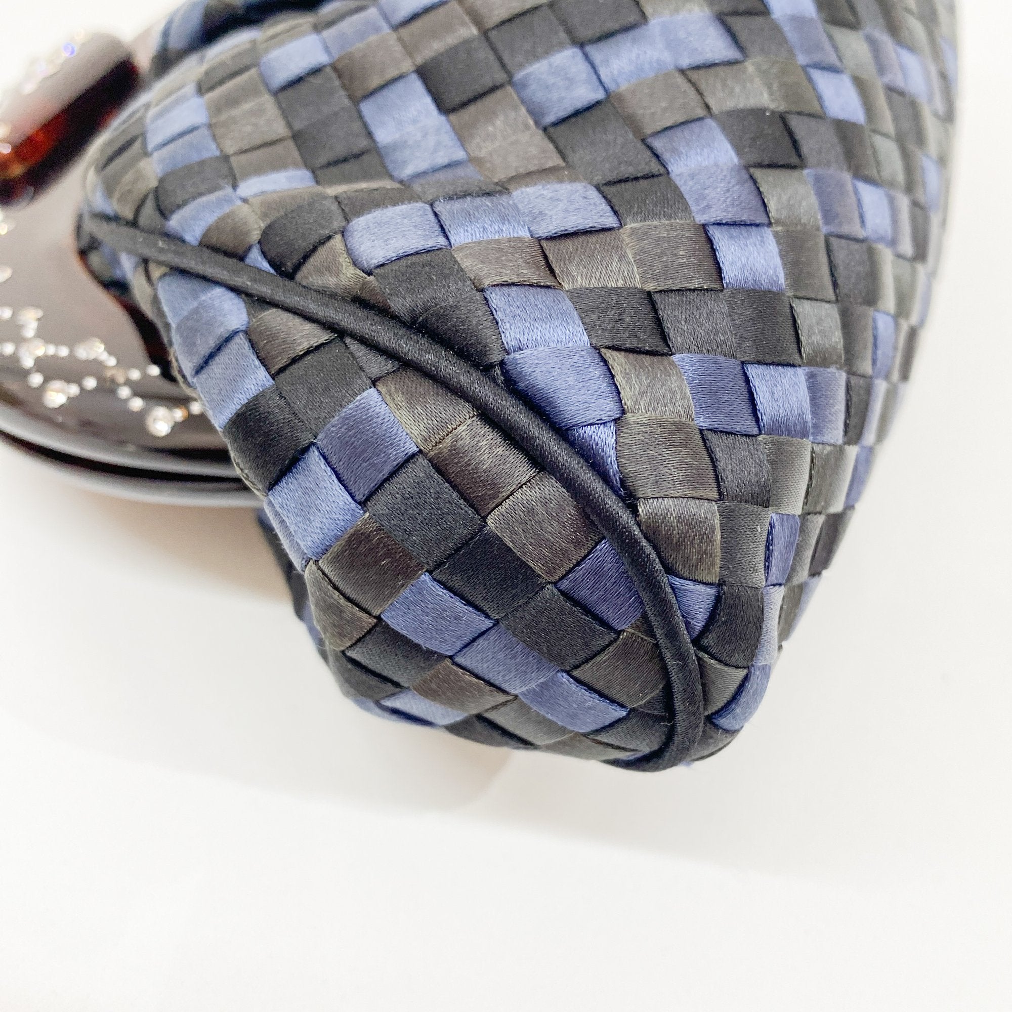 Intrecciato Black & Blue Satin Crossbody Bag