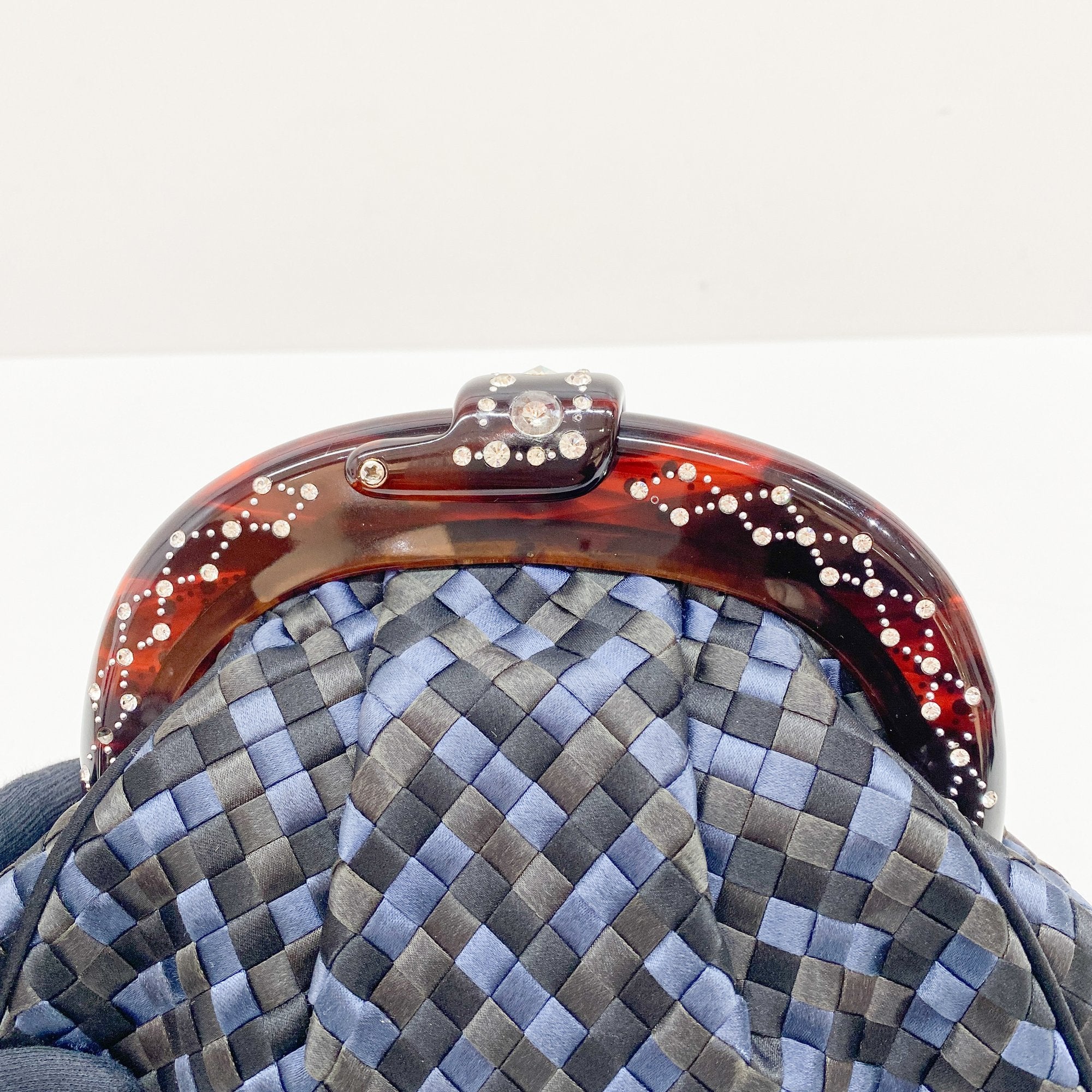 Intrecciato Black & Blue Satin Crossbody Bag