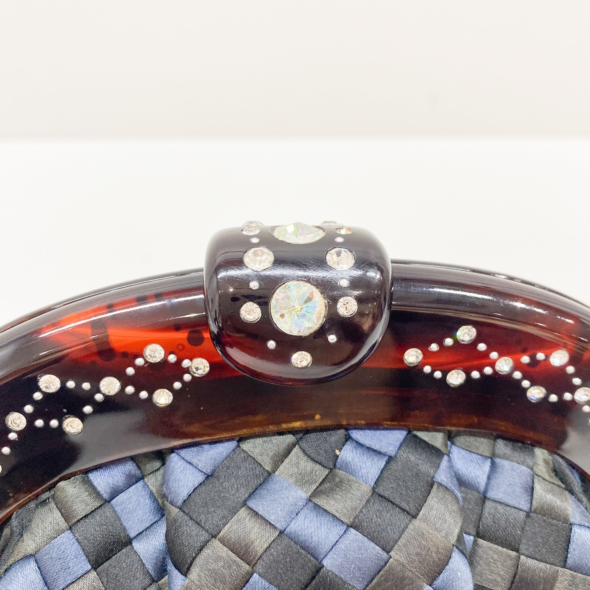 Intrecciato Black & Blue Satin Crossbody Bag