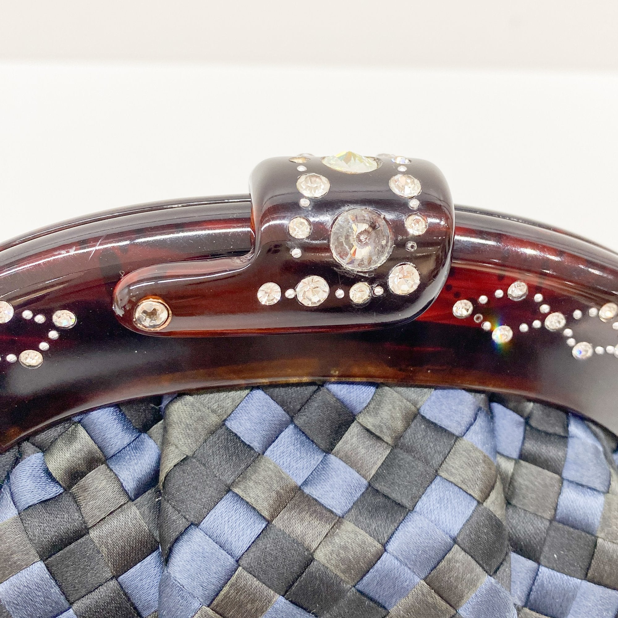 Intrecciato Black & Blue Satin Crossbody Bag