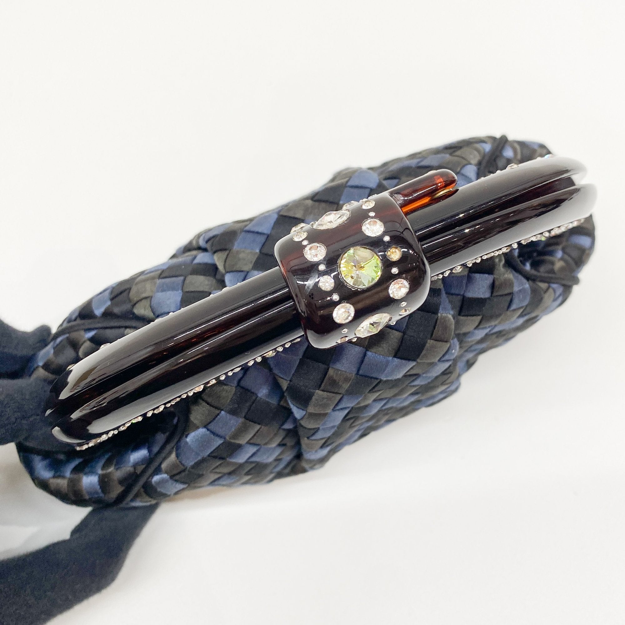 Intrecciato Black & Blue Satin Crossbody Bag