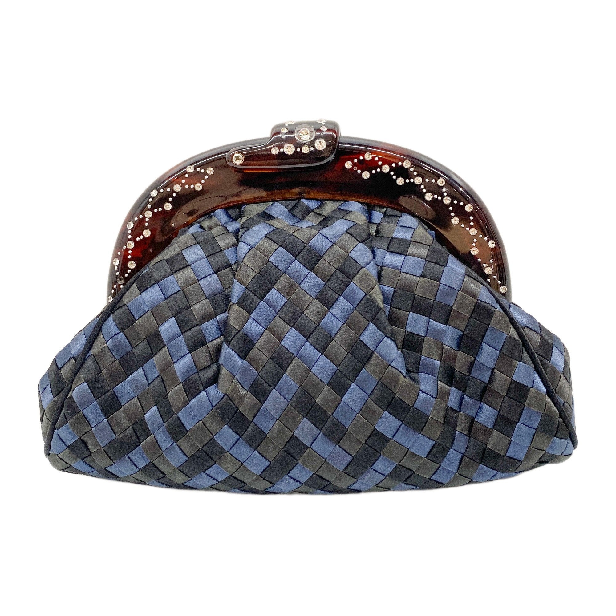 Intrecciato Black & Blue Satin Crossbody Bag