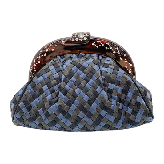 Intrecciato Black & Blue Satin Crossbody Bag