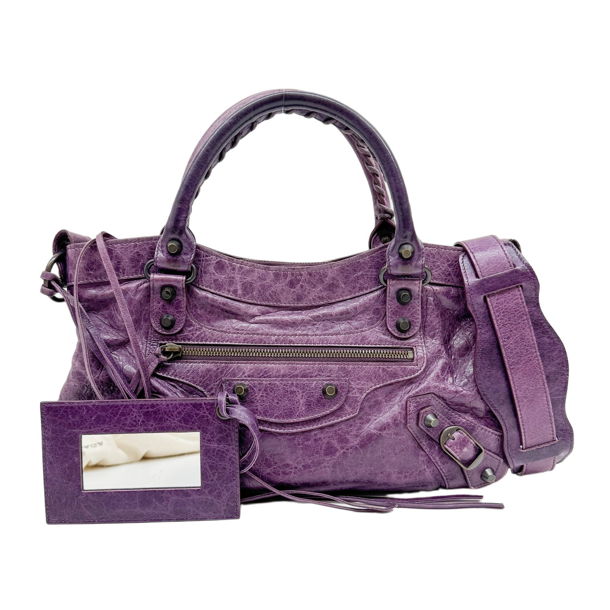 The First Purple Leather Two Way Bag