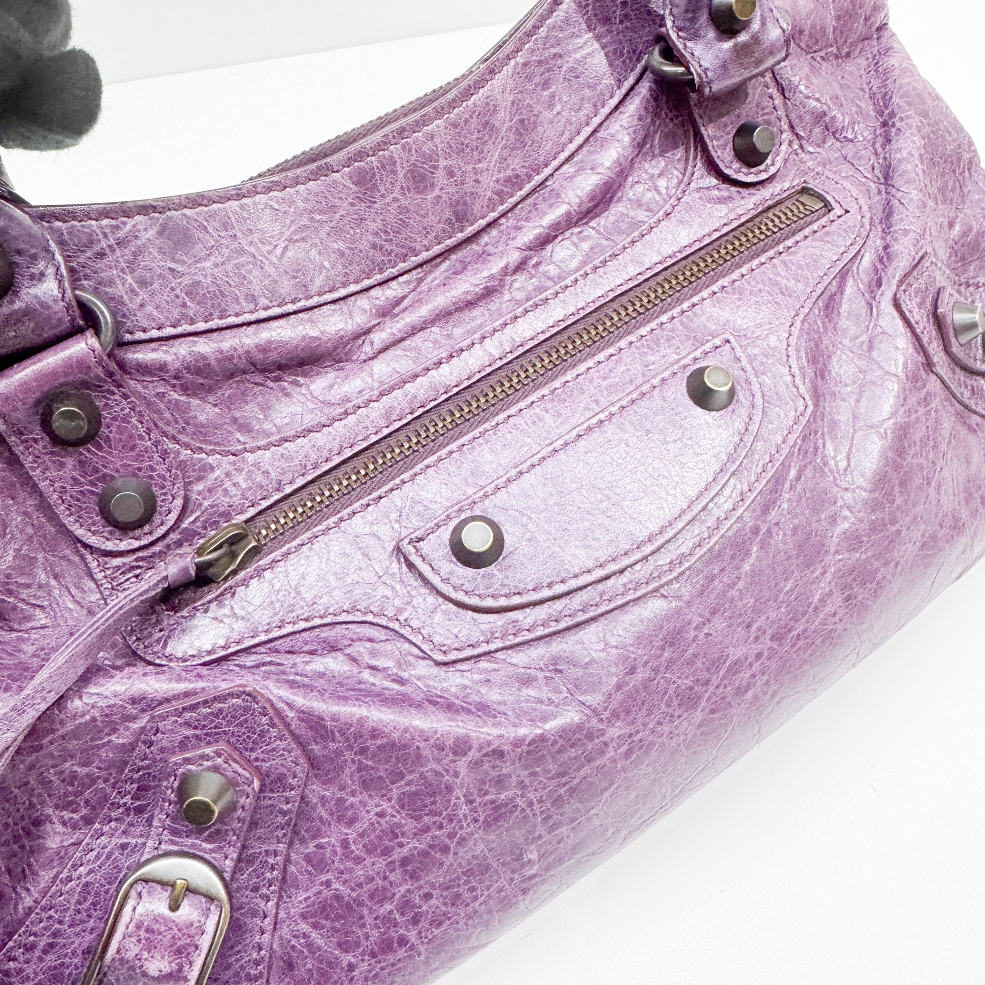 The First Purple Leather Two Way Bag