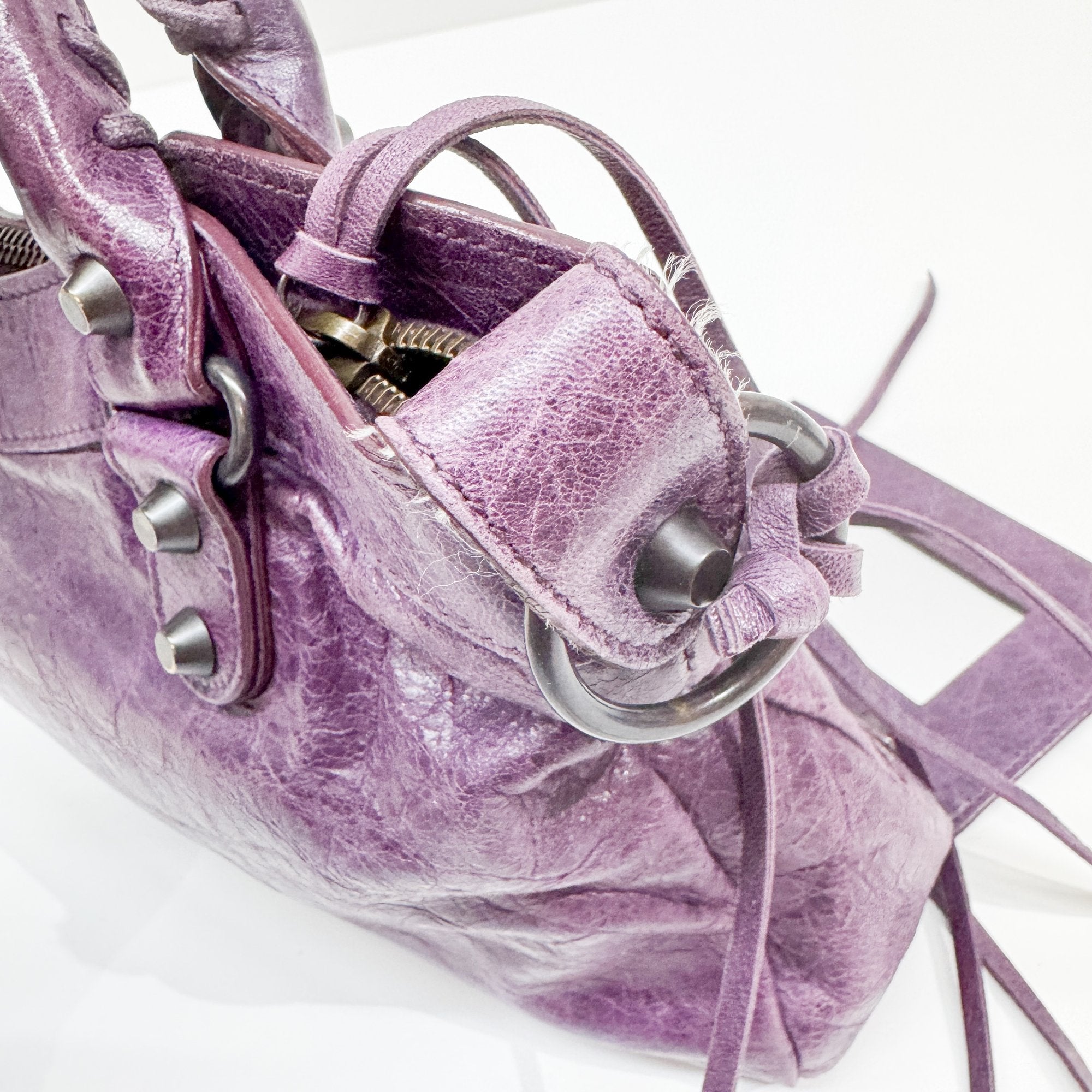 The First Purple Leather Two Way Bag