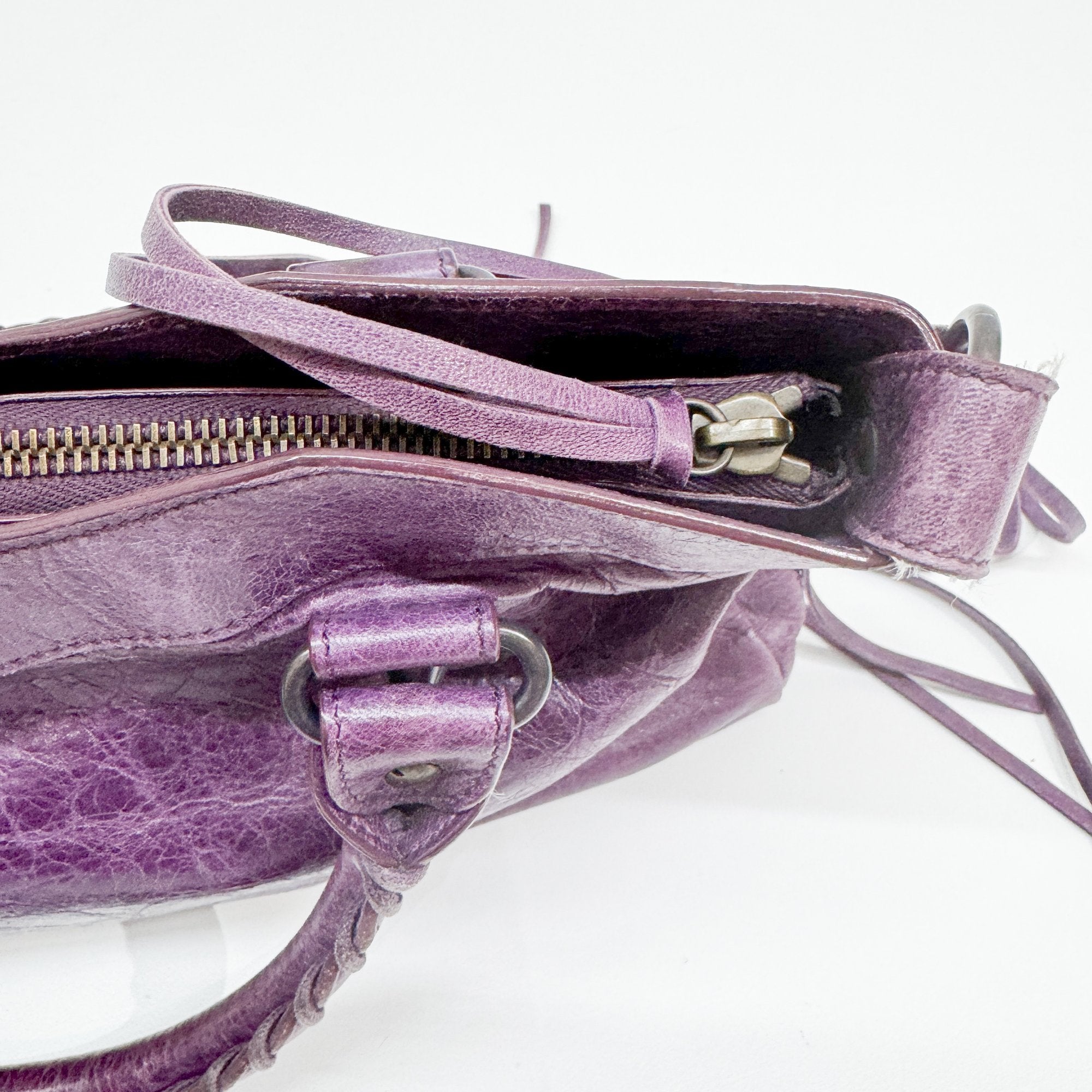 The First Purple Leather Two Way Bag