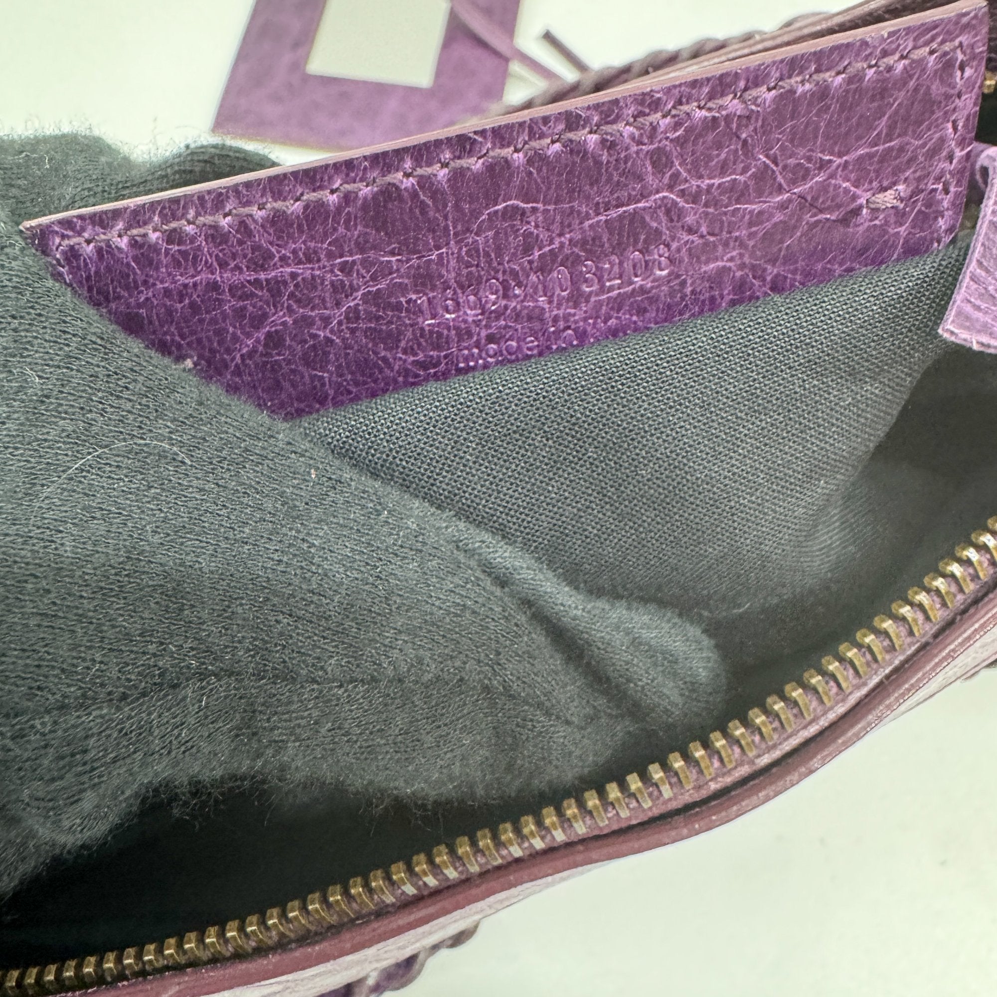 The First Purple Leather Two Way Bag