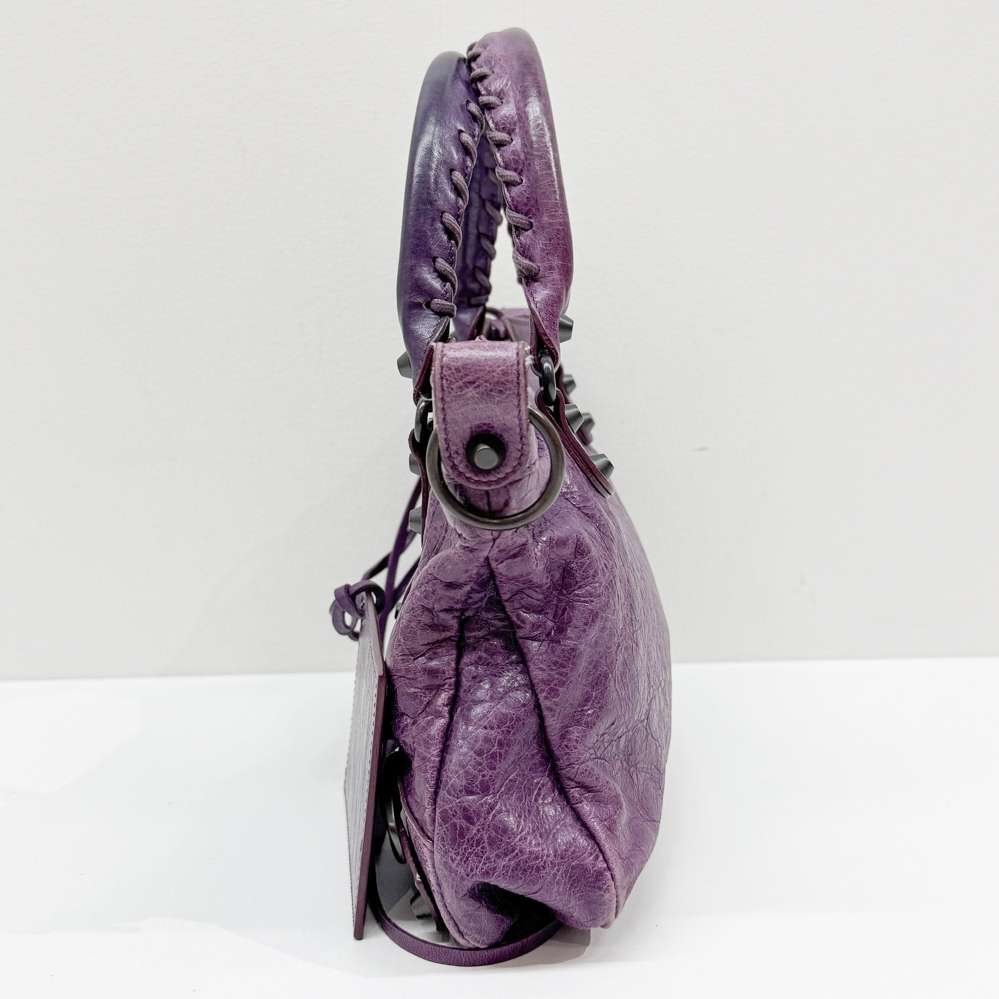 The First Purple Leather Two Way Bag