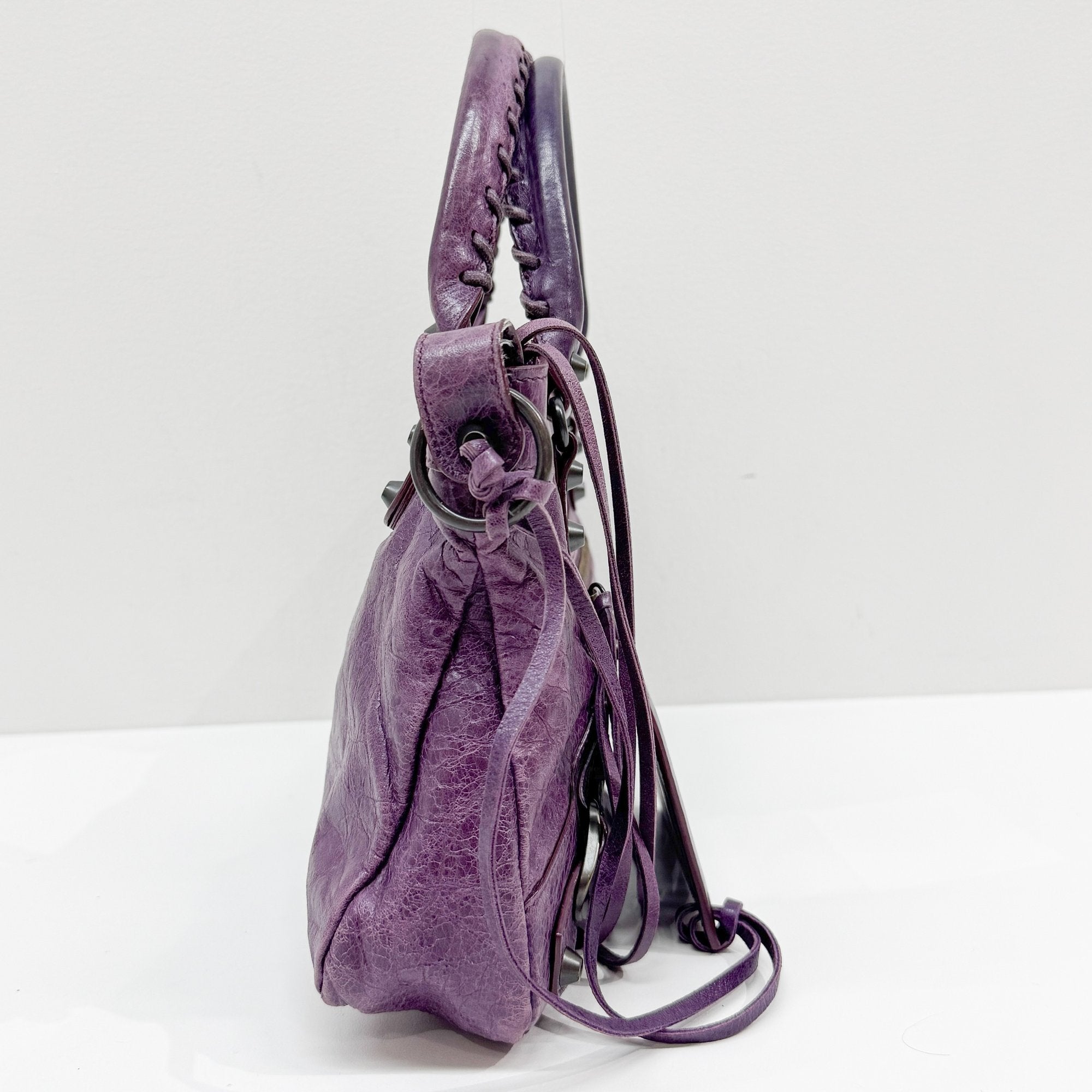 The First Purple Leather Two Way Bag