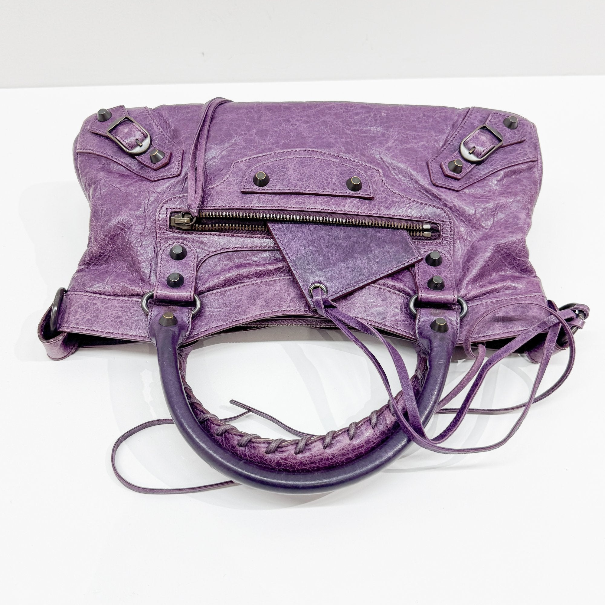 The First Purple Leather Two Way Bag
