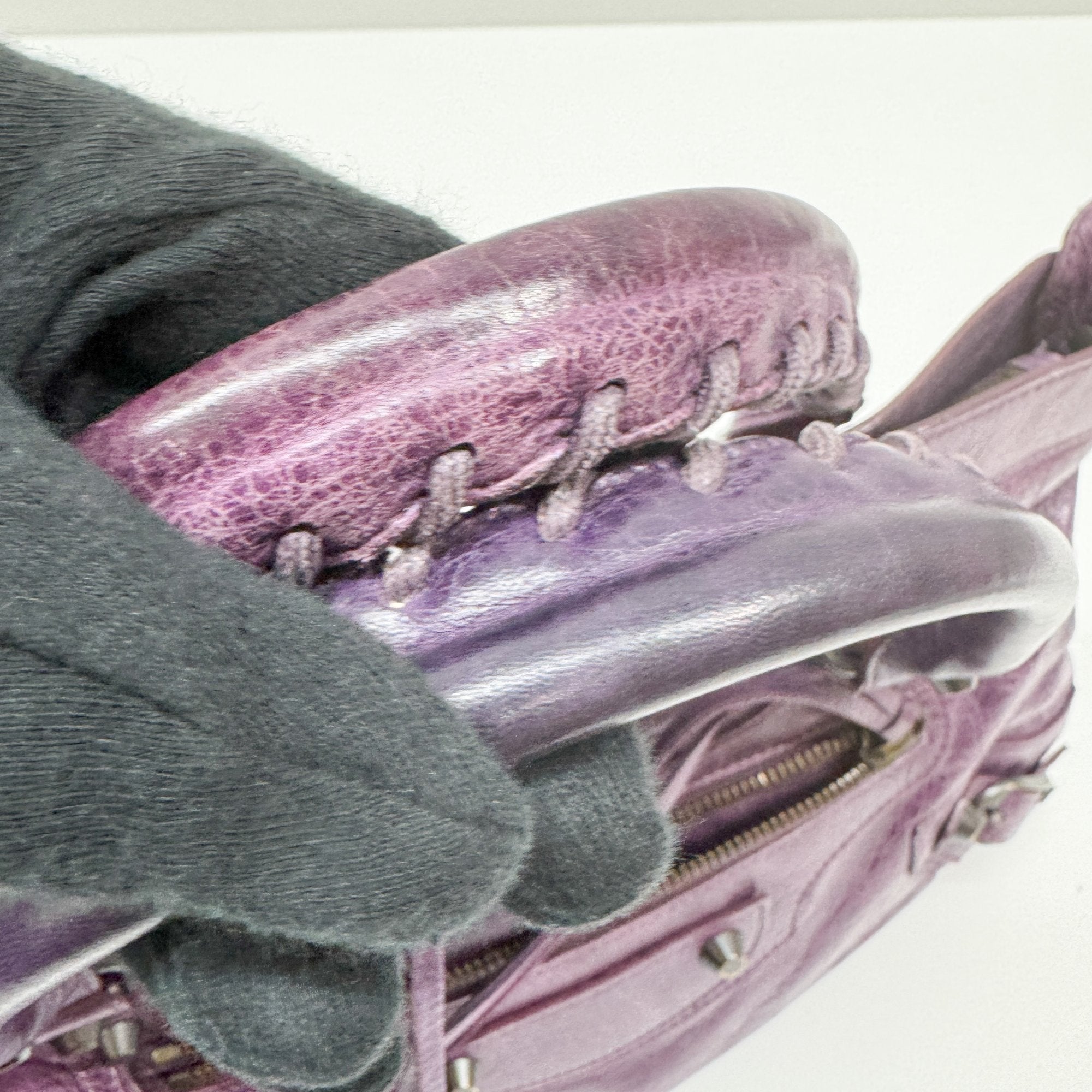 The First Purple Leather Two Way Bag