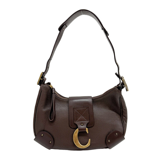 Half Moon Brown Leather Shoulder Bag