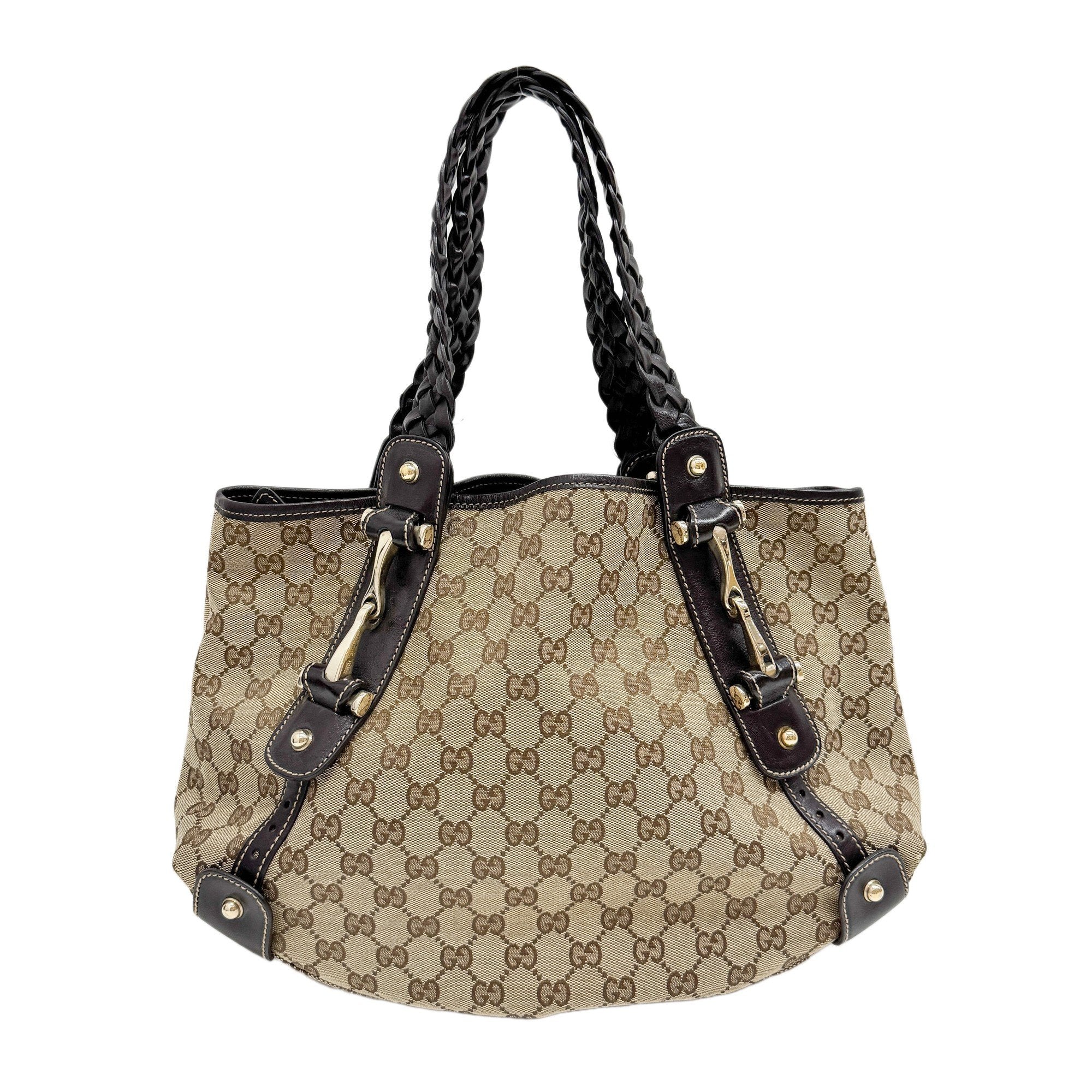 Horsebit GG Brown Canvas Shoulder Bag