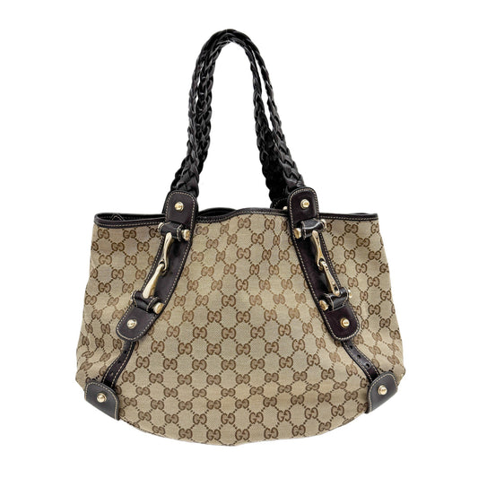 Horsebit GG Brown Canvas Shoulder Bag