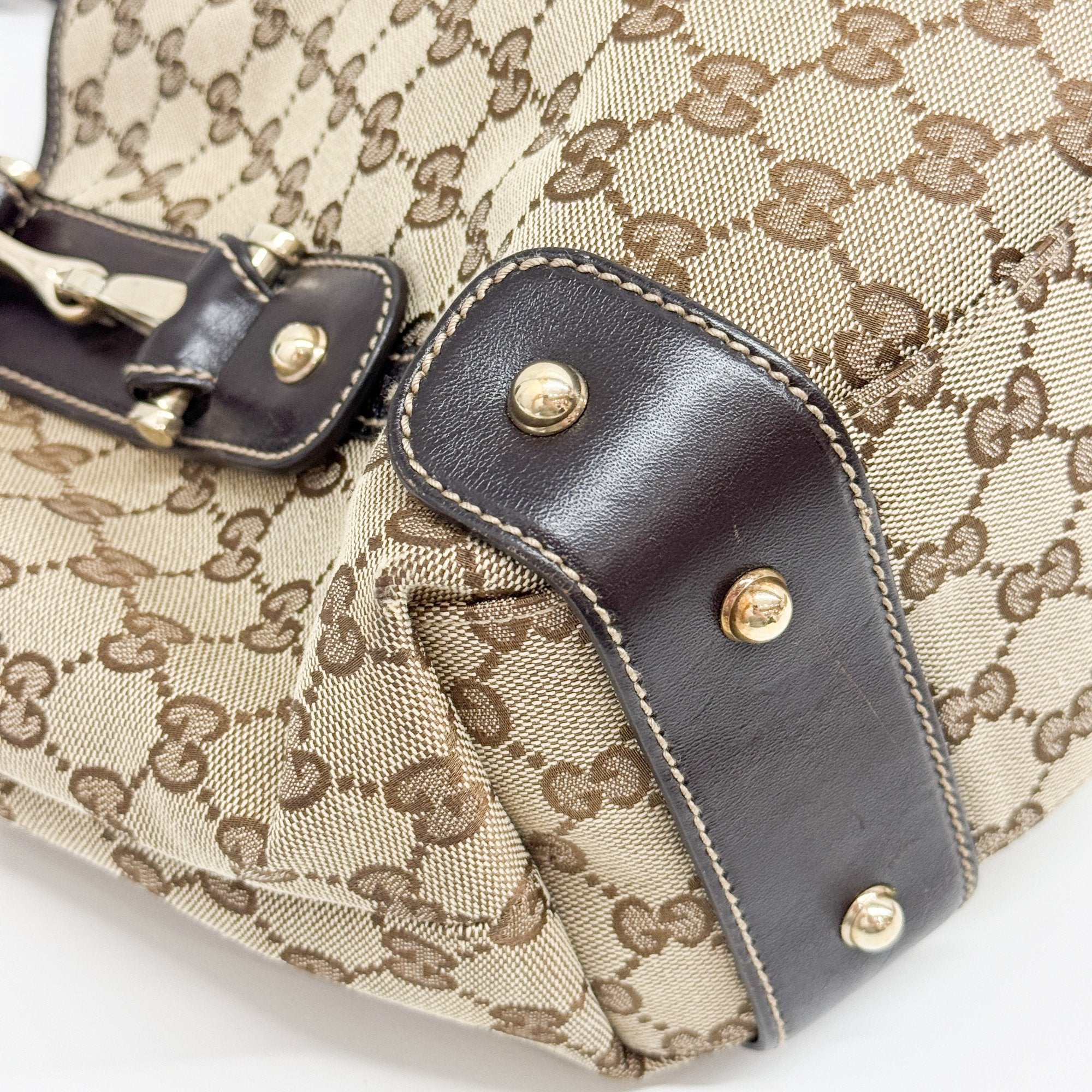 Horsebit GG Brown Canvas Shoulder Bag